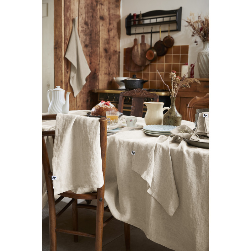 Cotton gauze tablecloth L'EFFET PAPILLON Beige