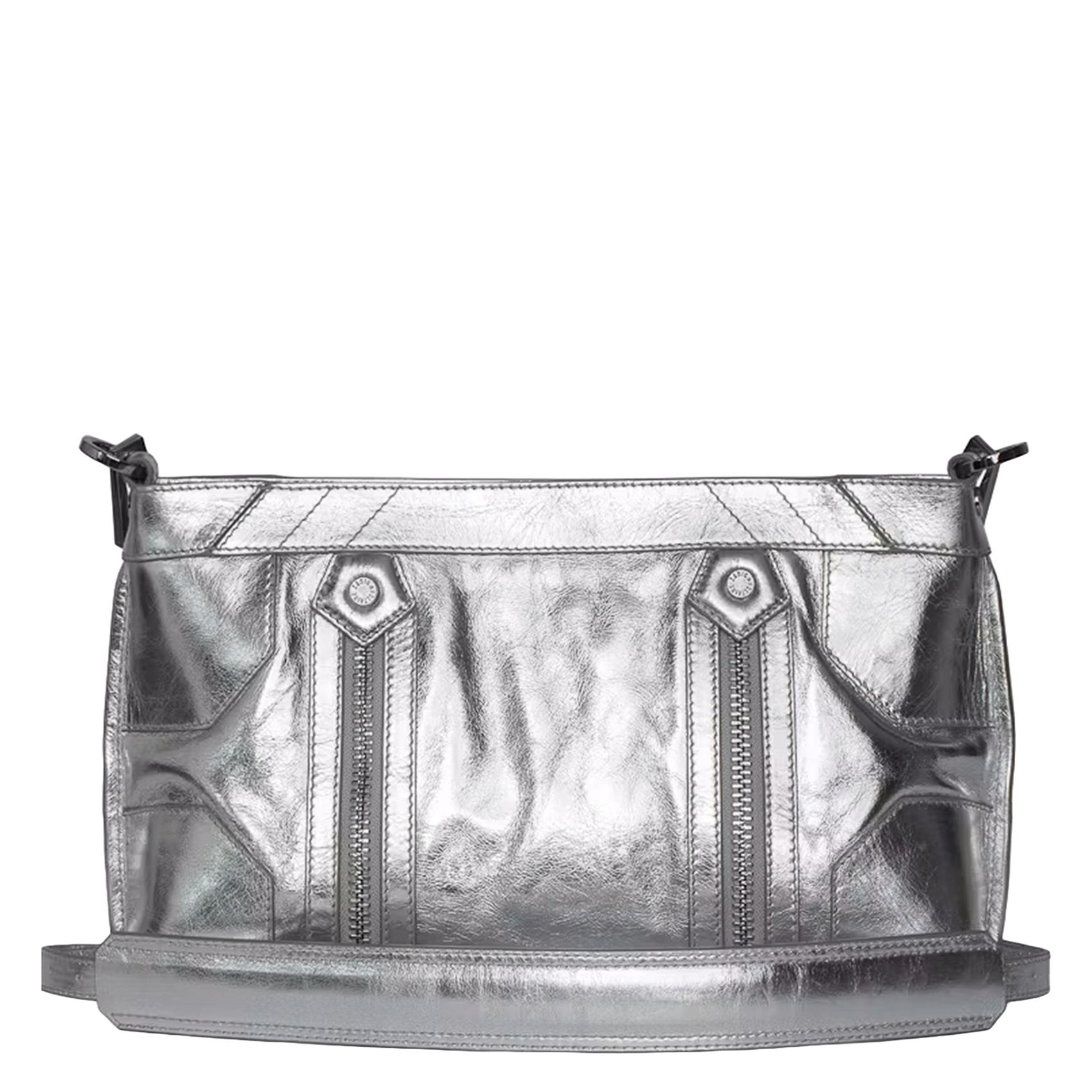 Glanzende, leren schoudertas ZADIG&VOLTAIRE Grijs