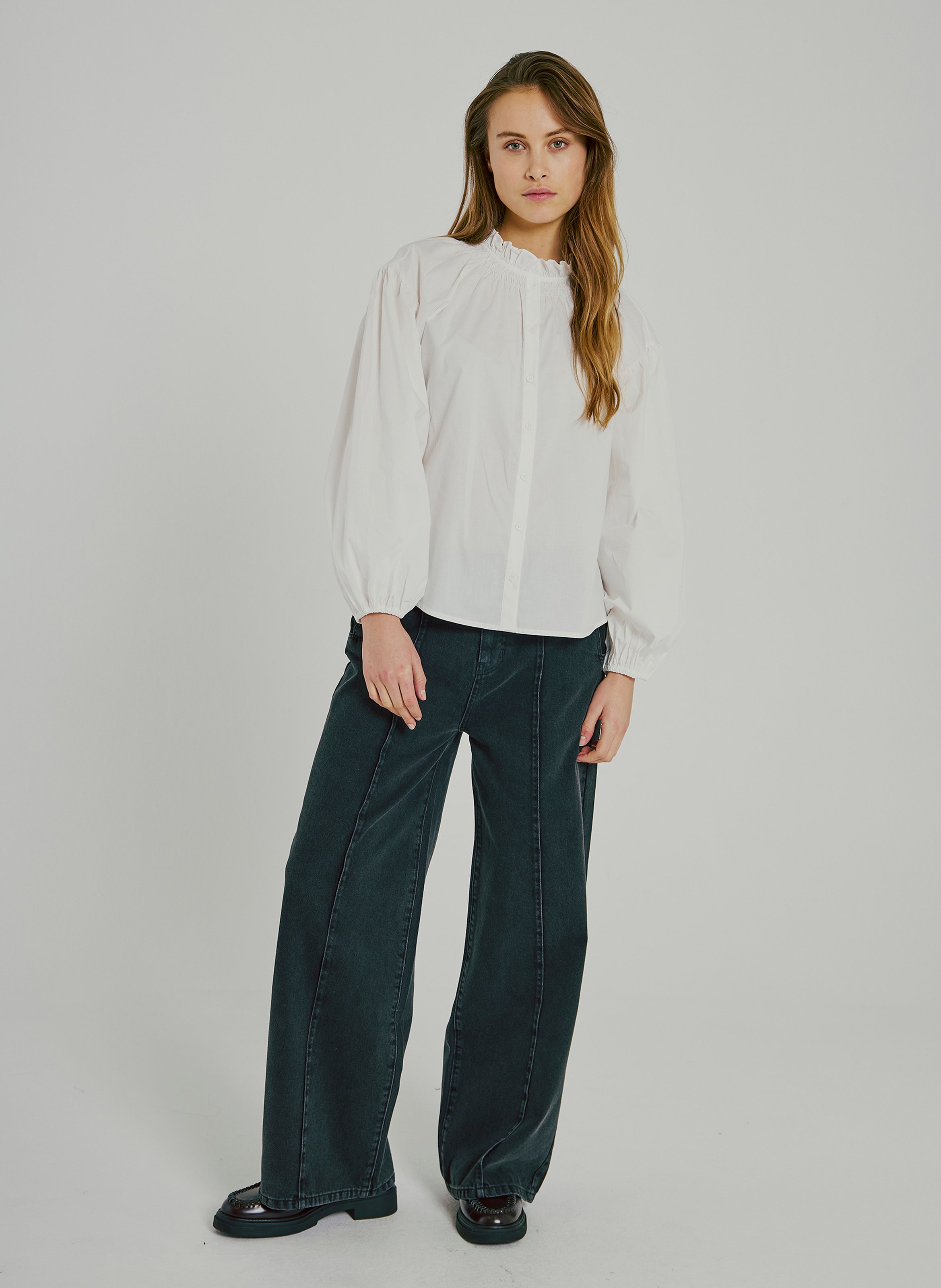 Alexandra dotted Swiss shirt NORR White