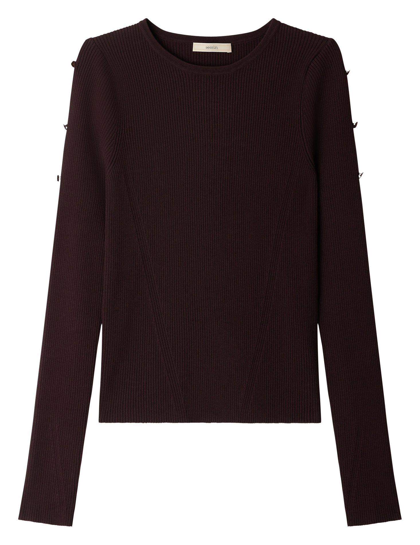 Pull ajusté en maille SESSUN Marron