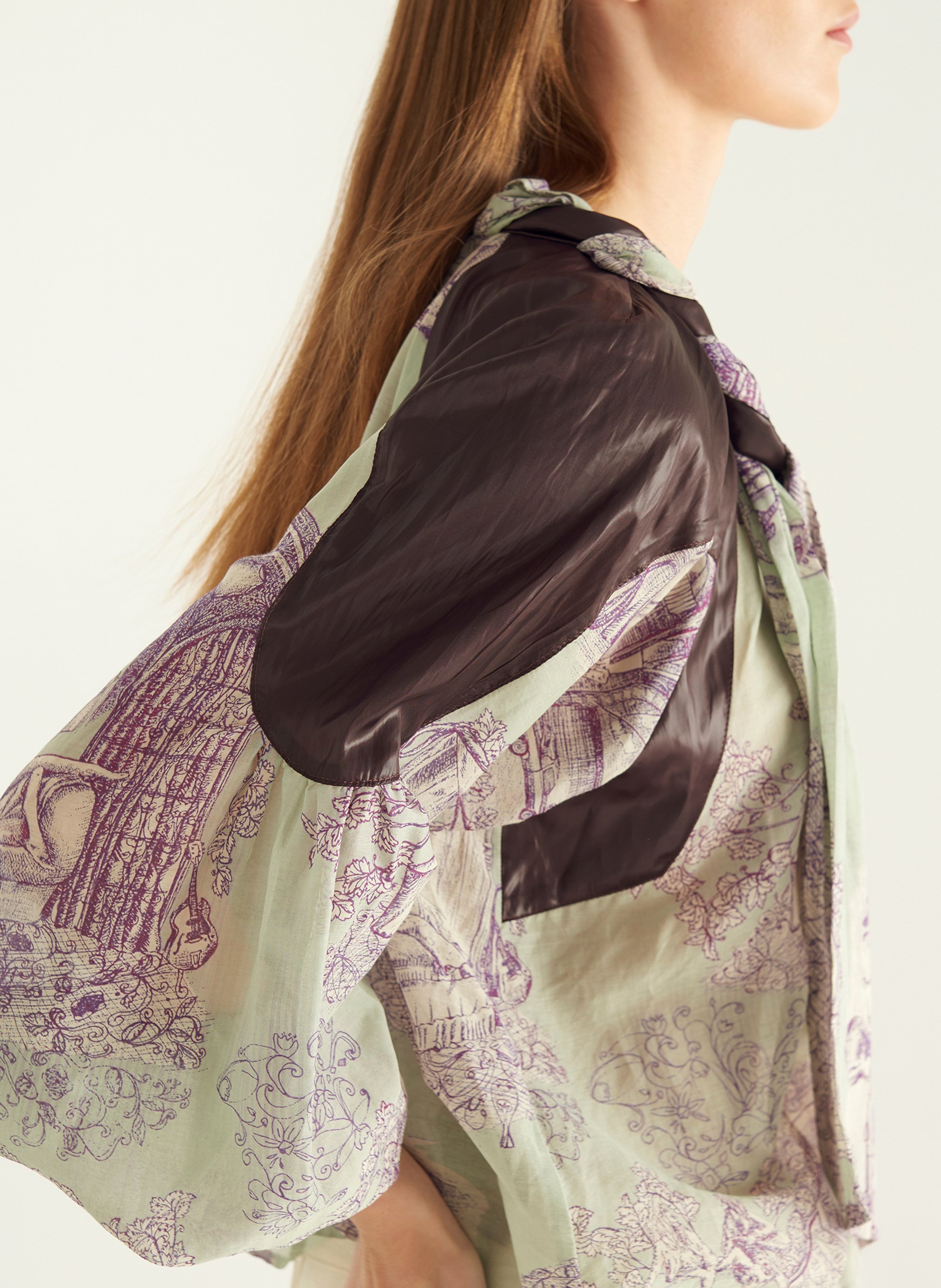 Blouse oversize en coton mélangé imprimé COTELAC Vert