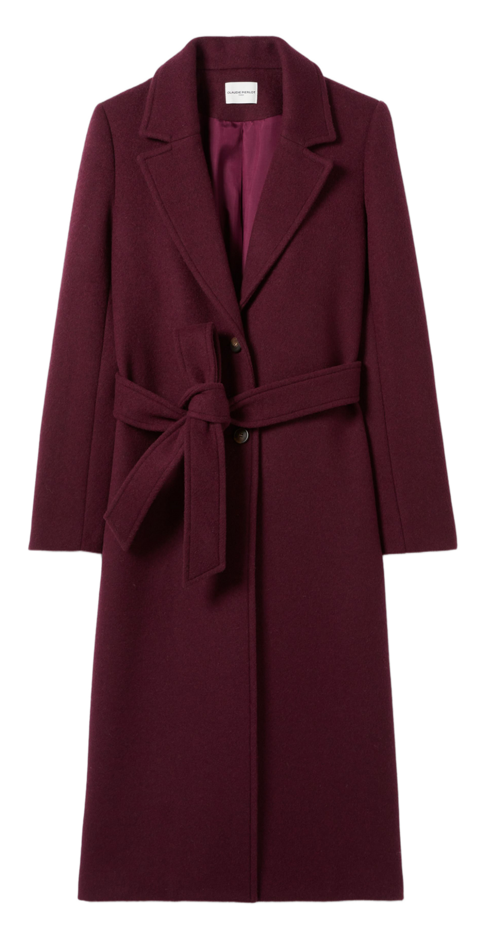 Manteau droit en laine mélangée CLAUDIE PIERLOT Rouge