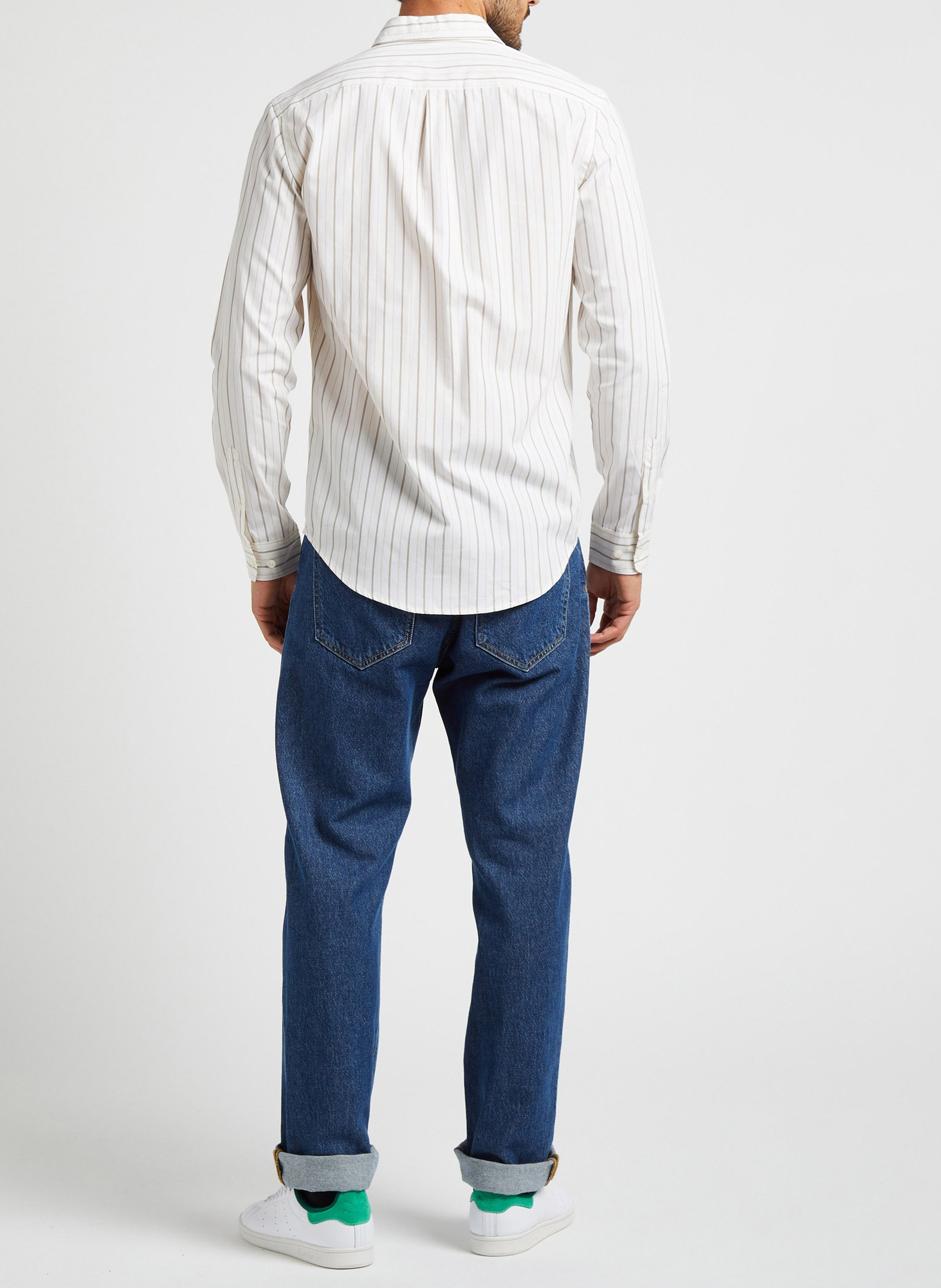 Chemise col classique à rayures en coton bio SAMSOE SAMSOE Blanc