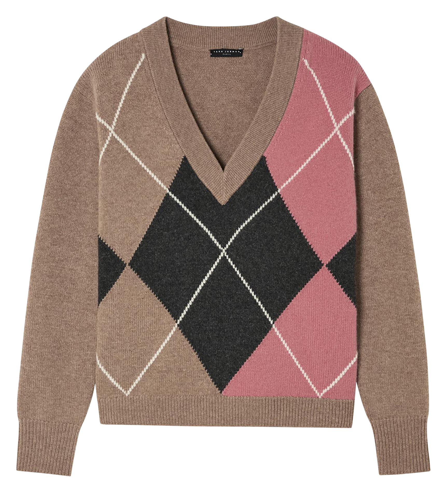 Pull col V en laine mélangée TARA JARMON Beige