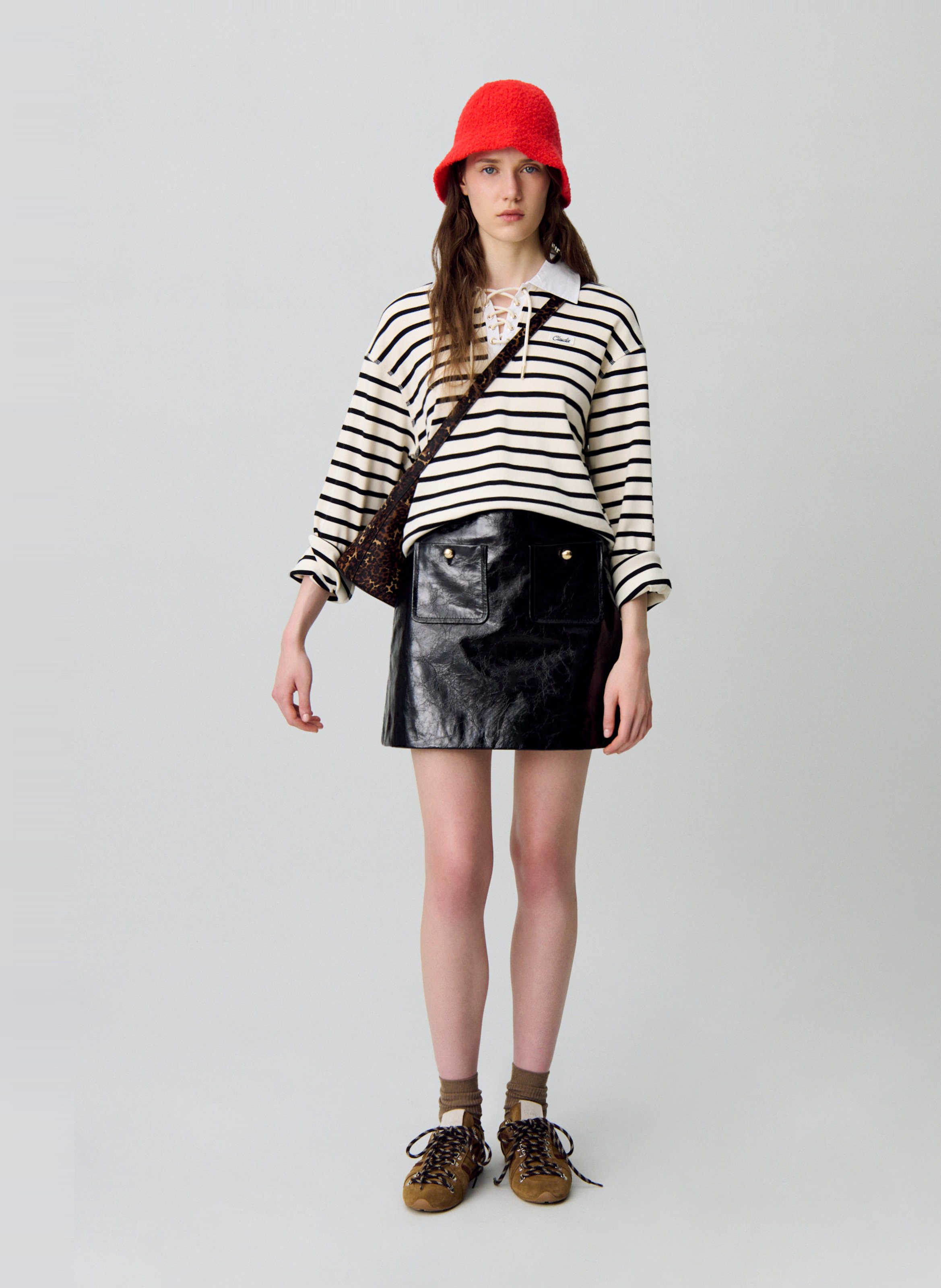 Jupe courte en cuir CLAUDIE PIERLOT Noir