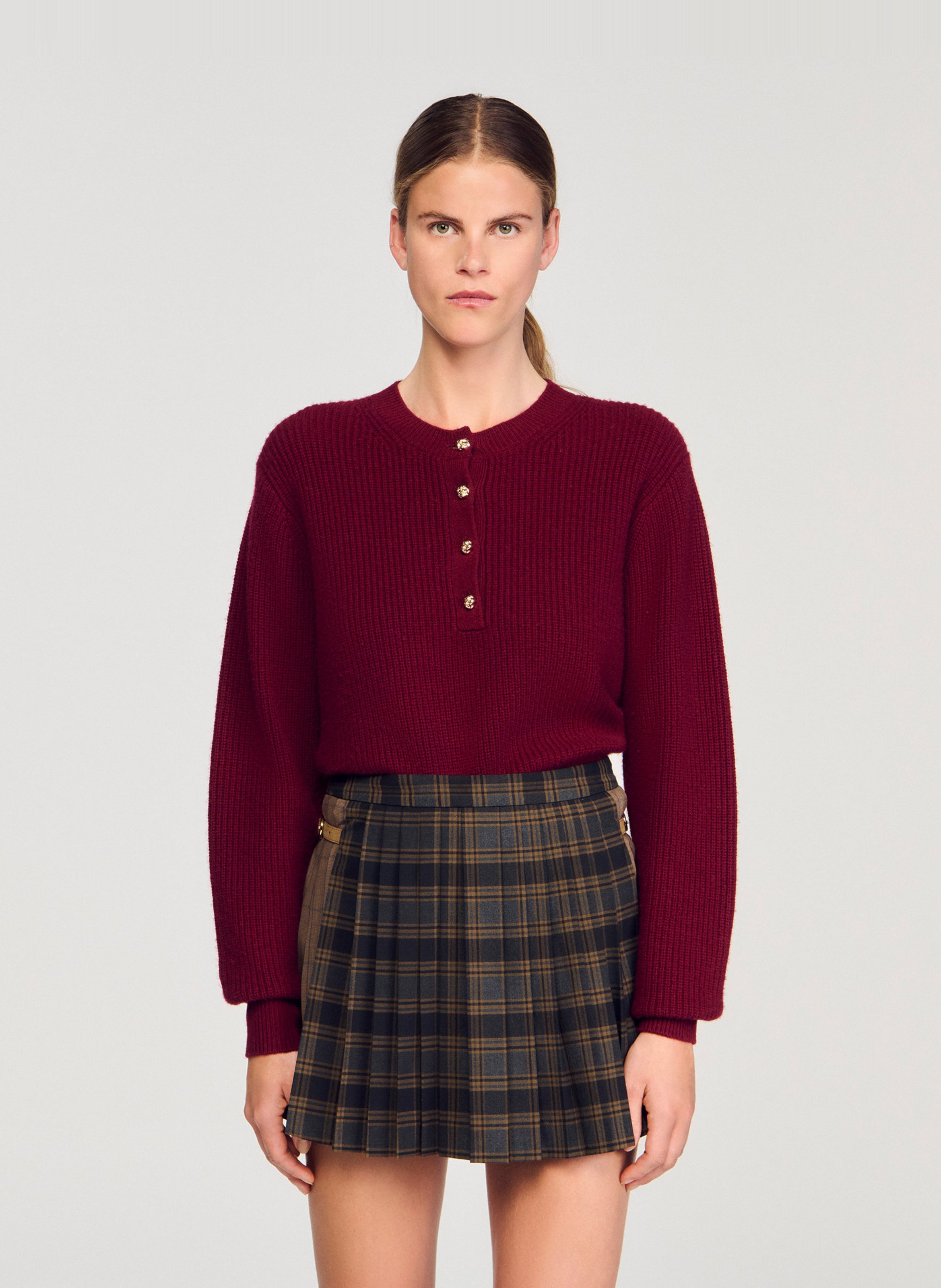 Oversized trui met ronde hals | wolblend met kasjmier SANDRO Rood