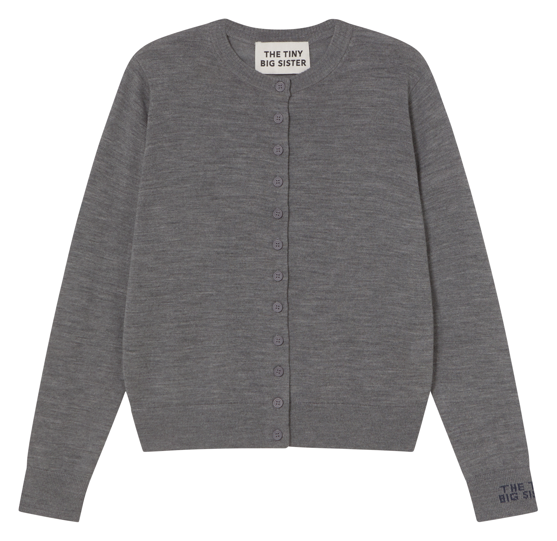 Gilet col rond en laine THE TINY BIG SISTER Gris