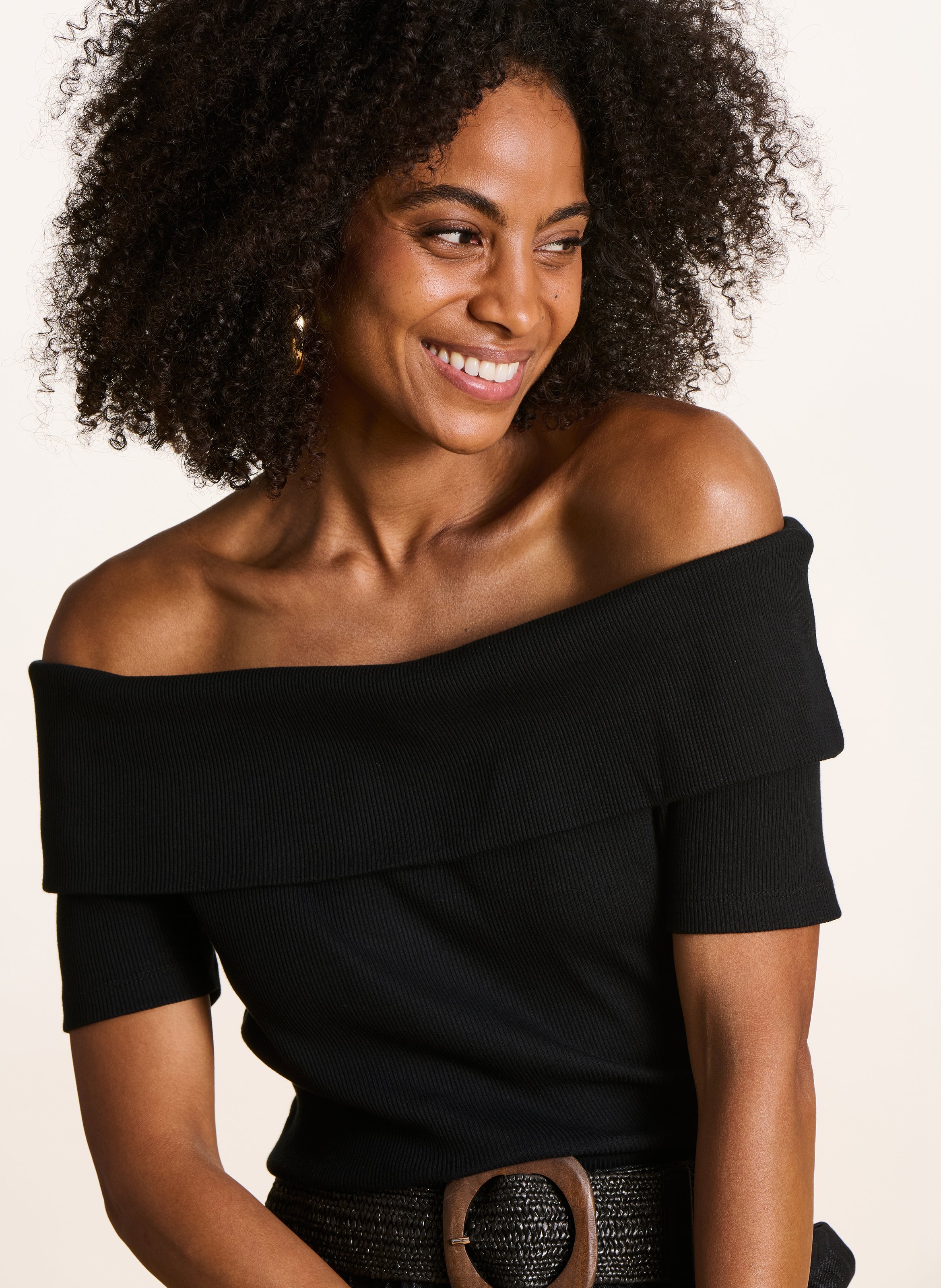 Top droit en coton bio LA FEE MARABOUTEE Noir