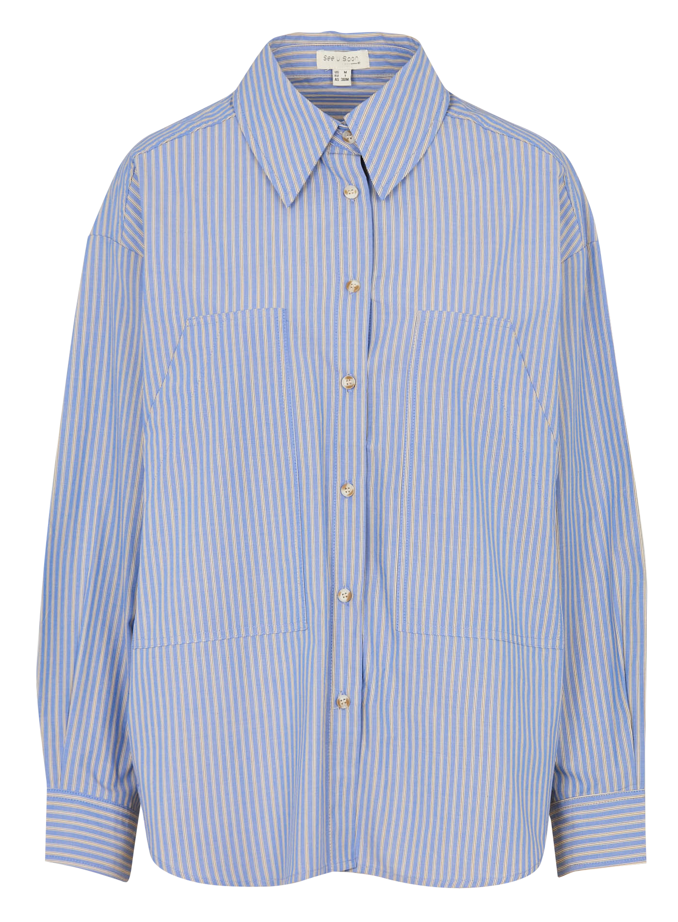 Chemise oversize rayée en coton SEE U SOON Bleu