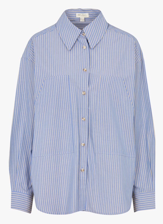 Chemise Rayée Bleue avec Chinos Crème | Hockerty Chemise Rayée Bleue avec Chinos Crème | Hockerty