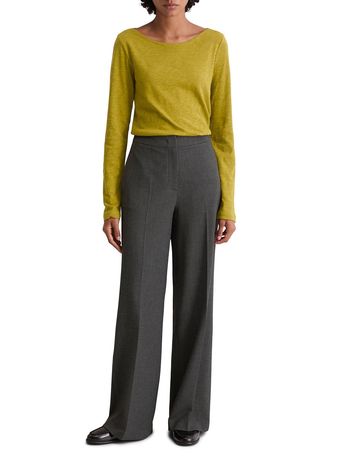 Camiseta de algodón flameado con cuello de barco MARC O'POLO Amarillo