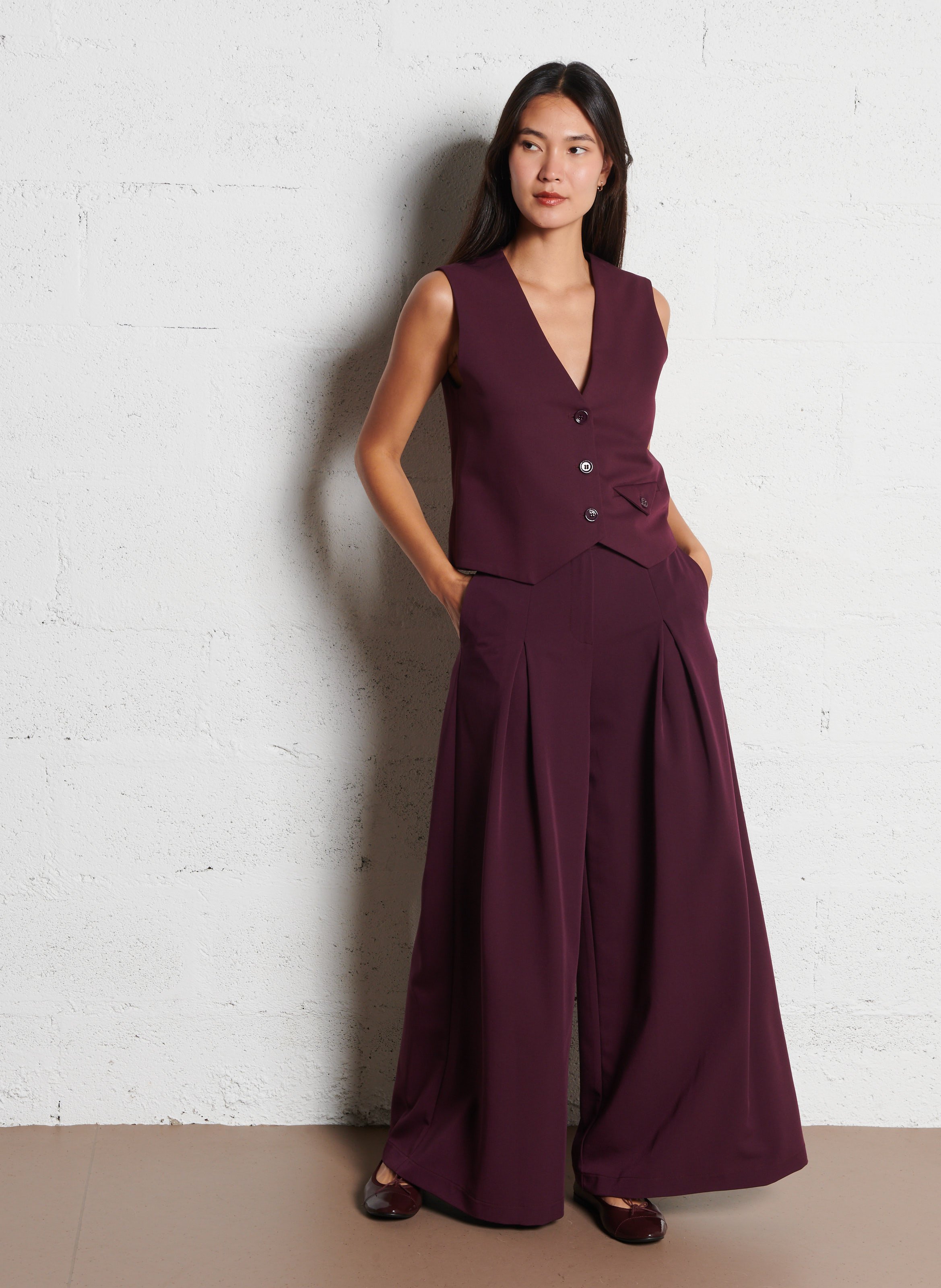 Pantalon ample taille haute ceinturé IMPERIAL Violet