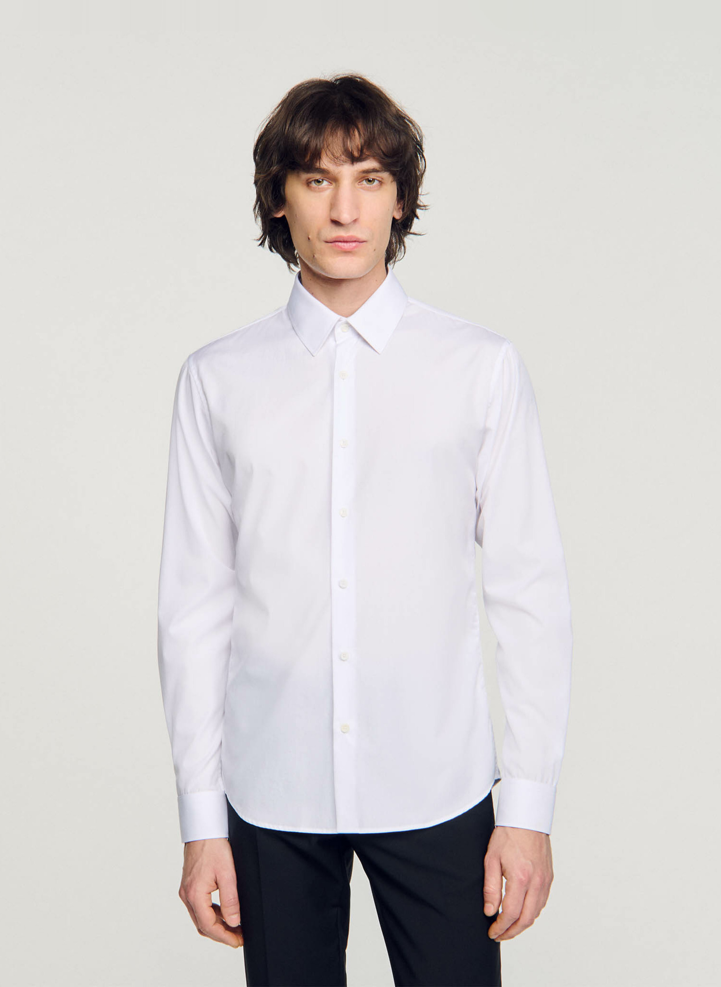 Chemise droite en coton mélangé SANDRO Blanc