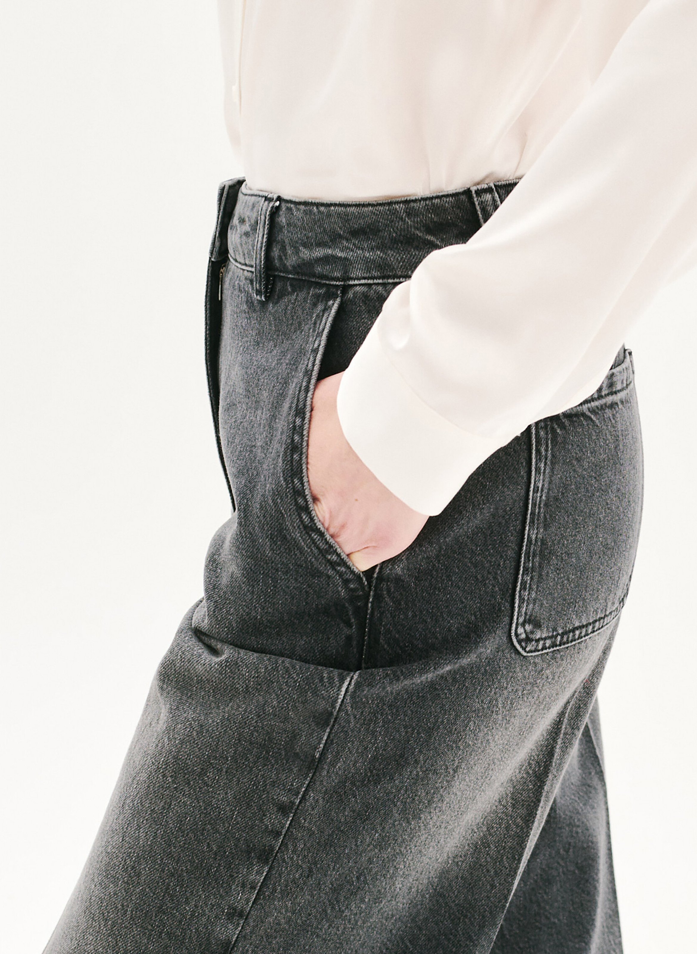 Cotton-blend wide-leg jeans CAROLL Grey