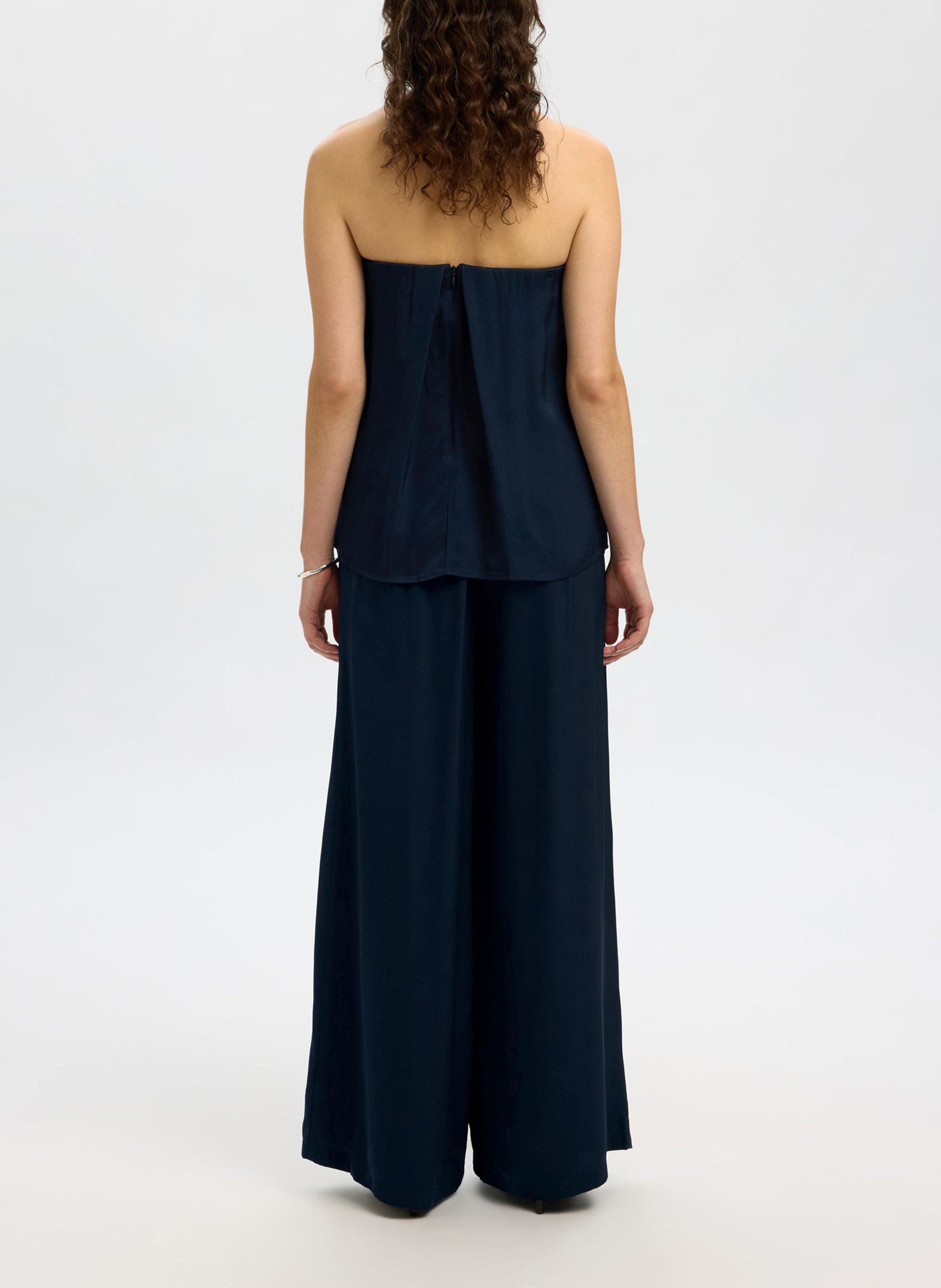 Pantalon large taille haute SELECTED Bleu