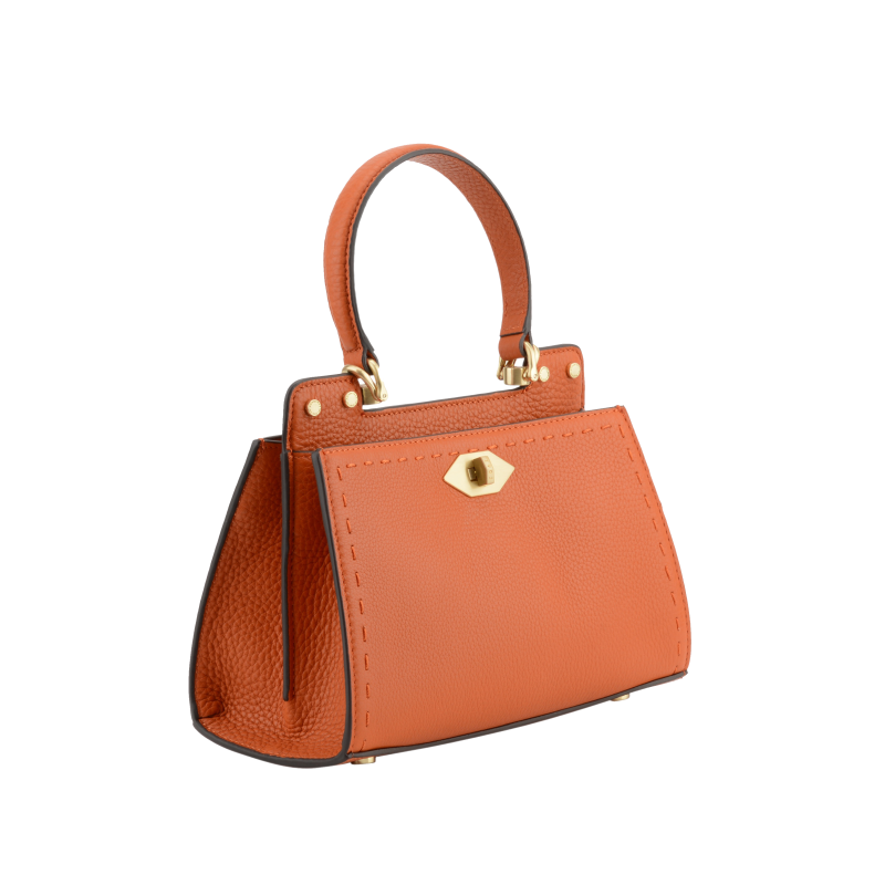 Handbag - cowhide leather POURCHET Orange