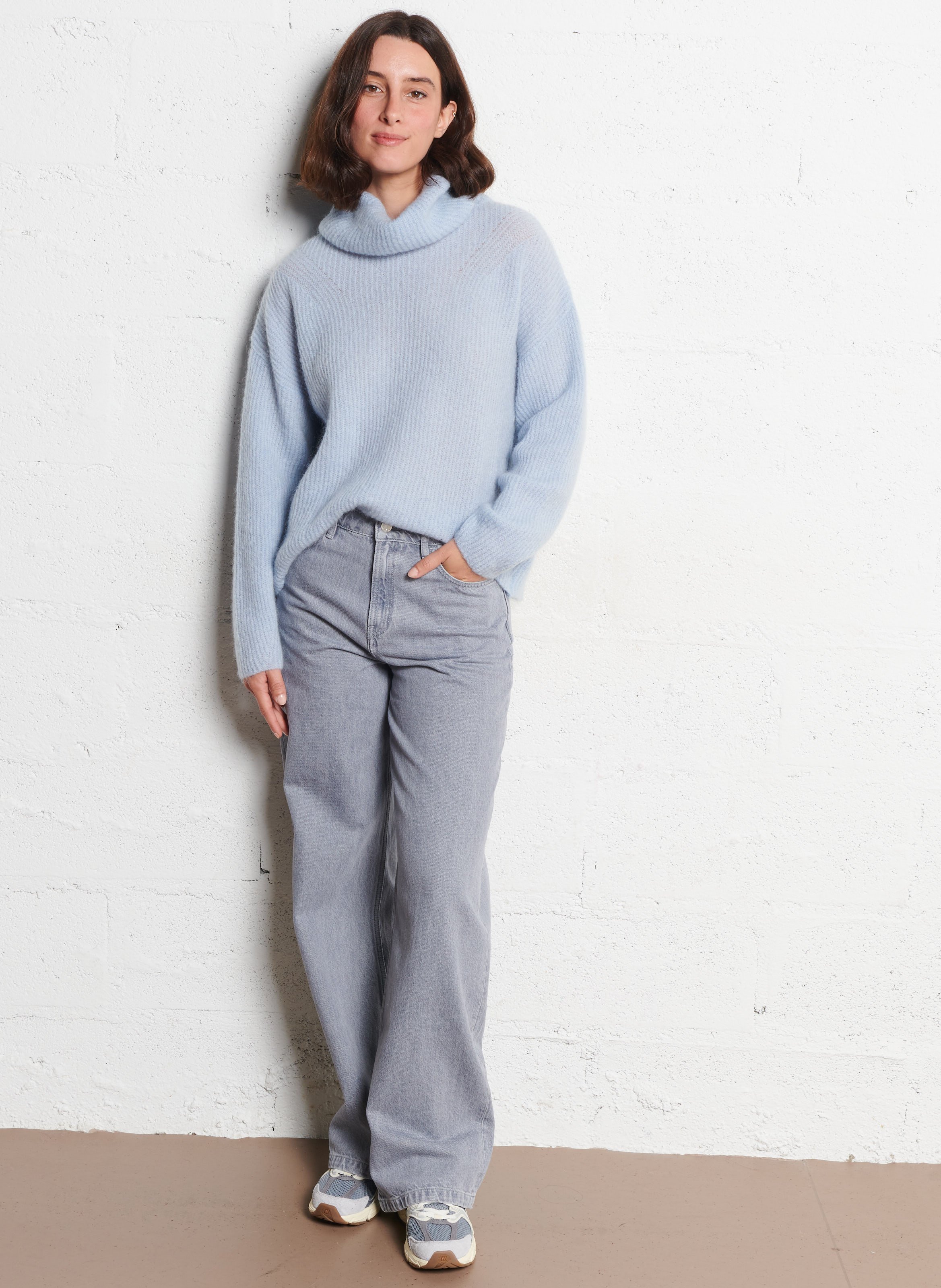 High-neck wool-blend sweater MAISON ANJE Blue