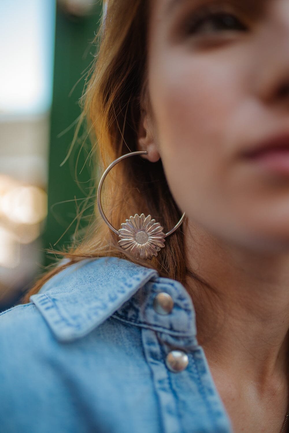 HÉLIOS - Fine gold-plated flower hoop earrings MONSIEUR SIMONE Silver