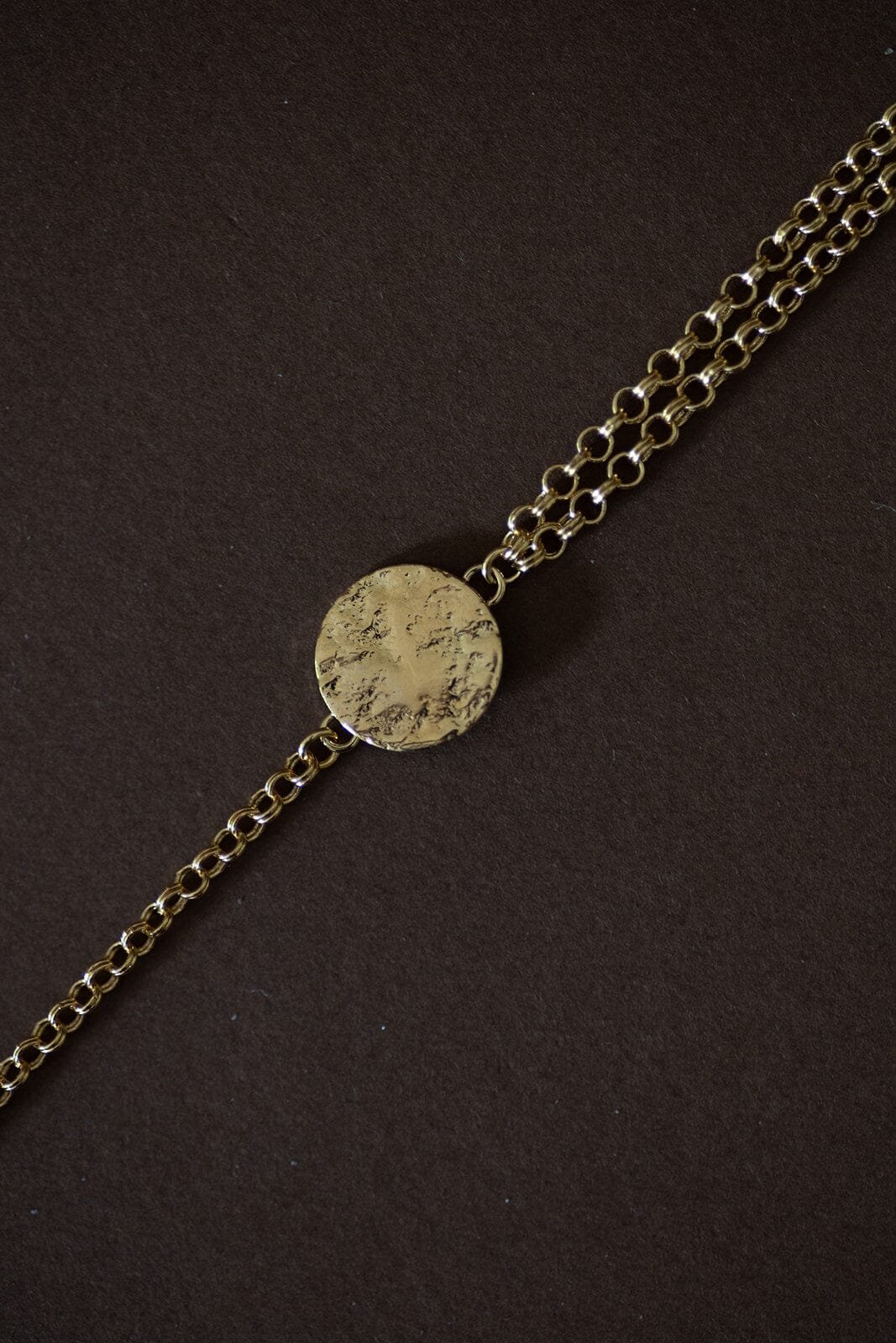 Hammered round silver-plated bracelet MONSIEUR SIMONE Golden