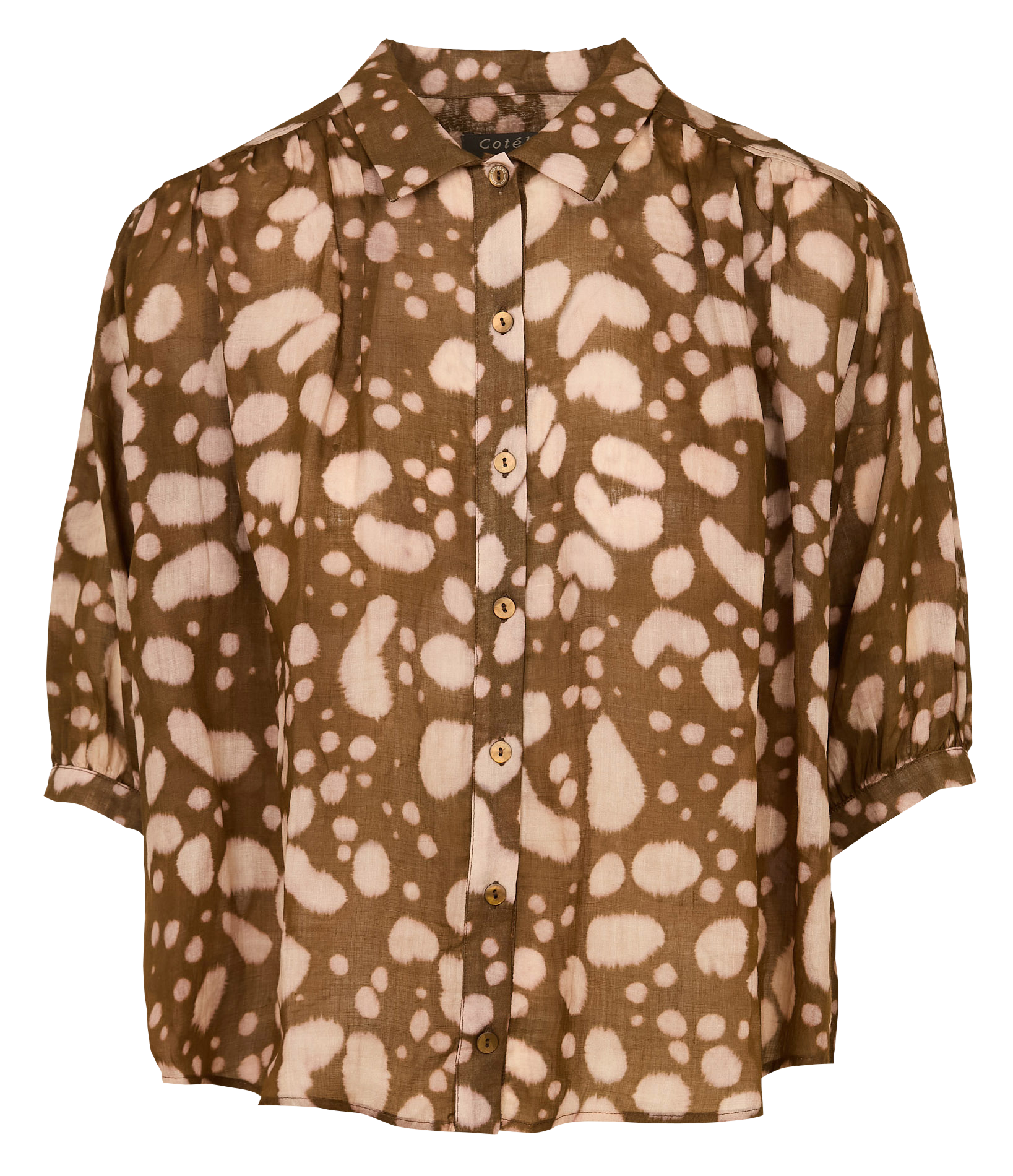 Short loose-fitting blouse with patterns COTELAC Brown