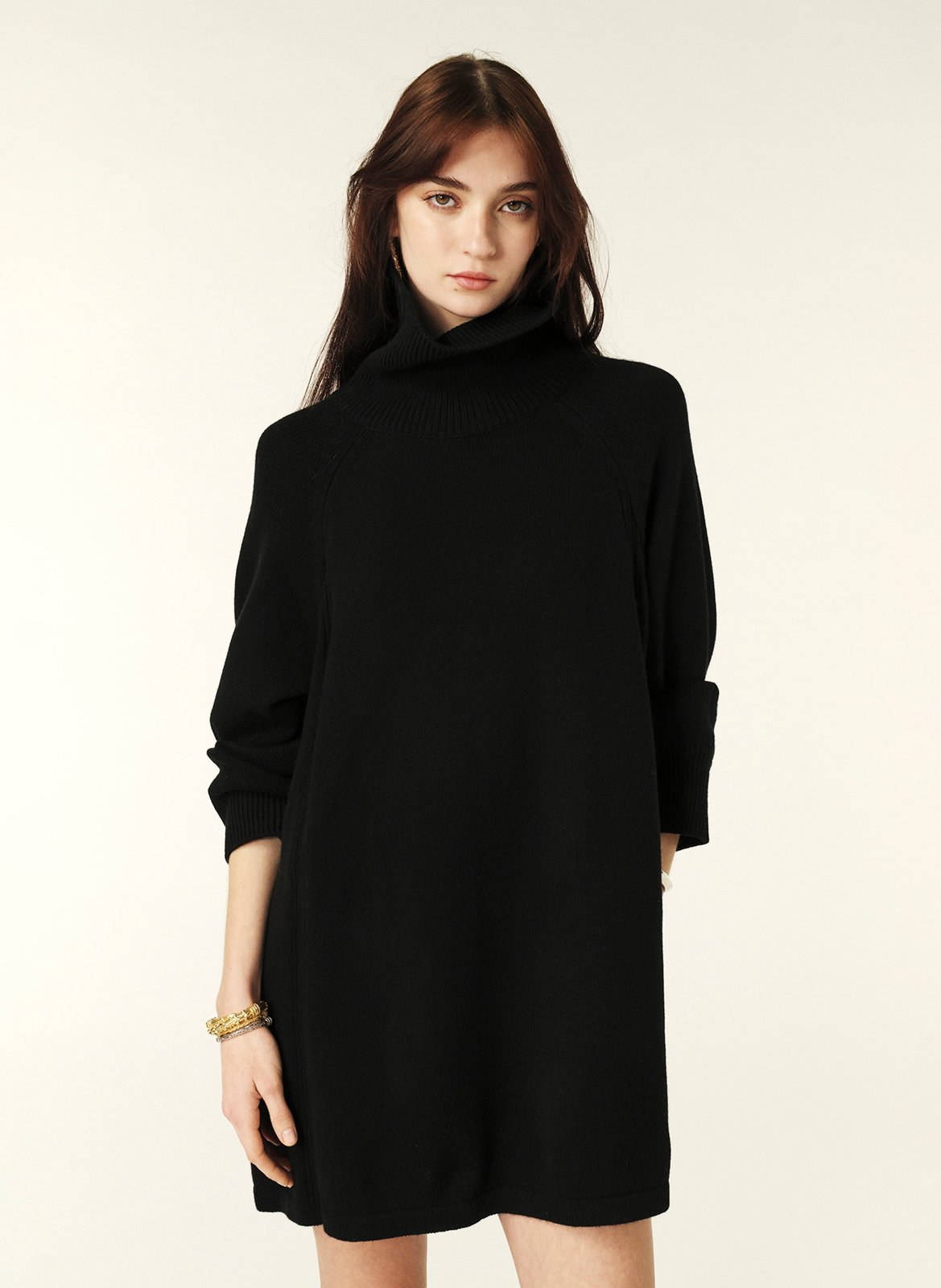 Robe courte col roulé en laine mélangé  BA&SH Noir