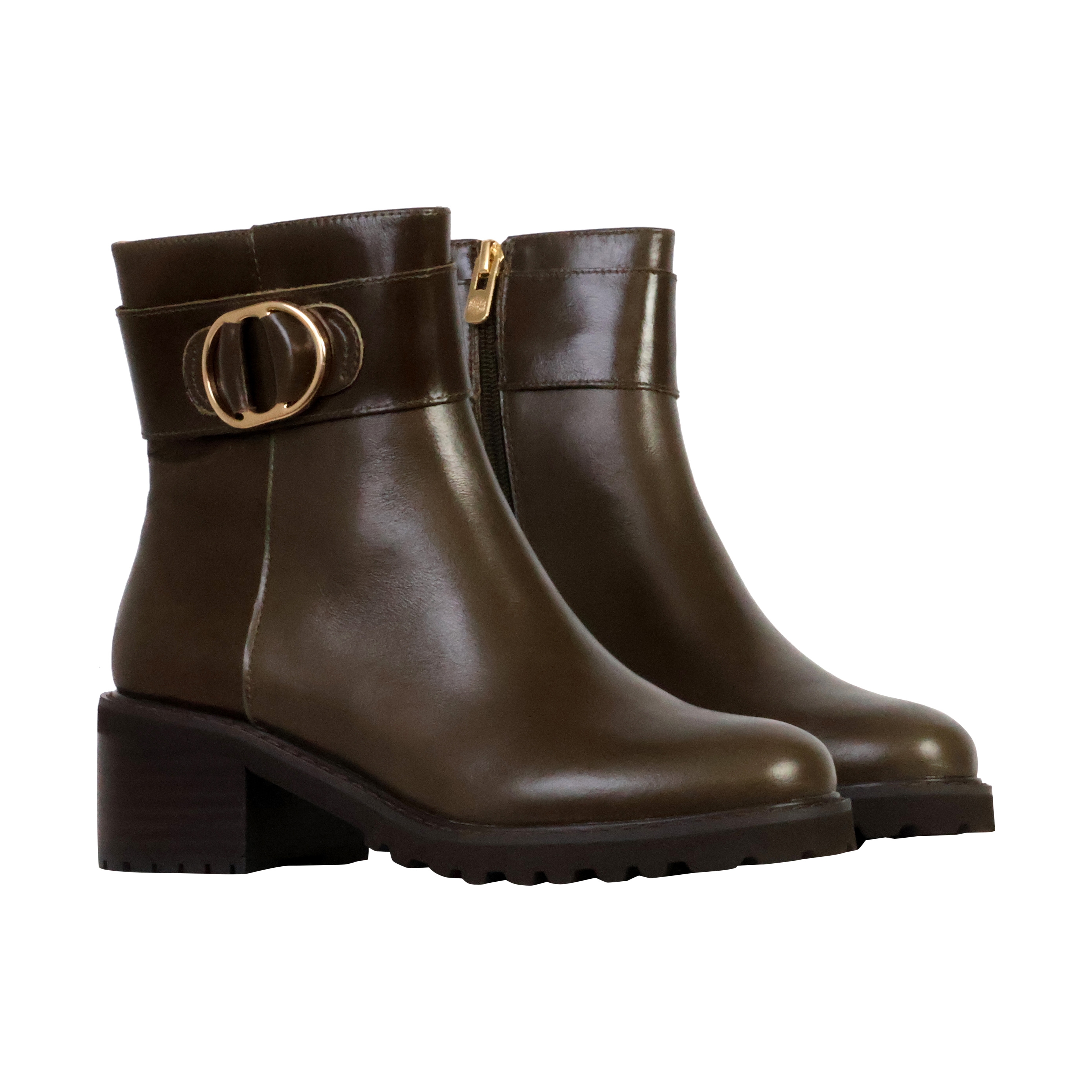 Quinn leather heeled ankle boot EMILIE KARSTON Khaki