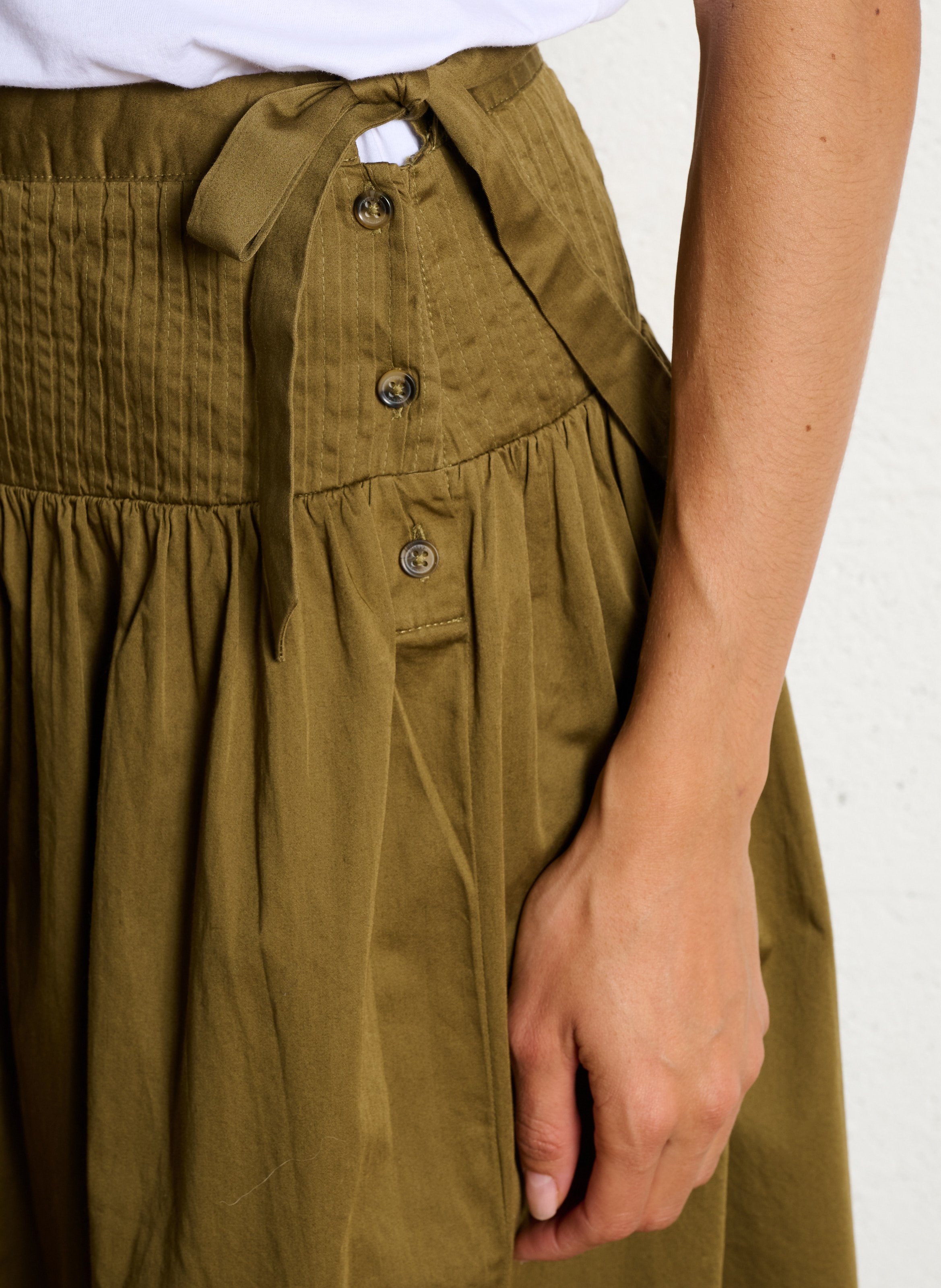 Jupe ample unie en coton bio DAMSON MADDER Kaki