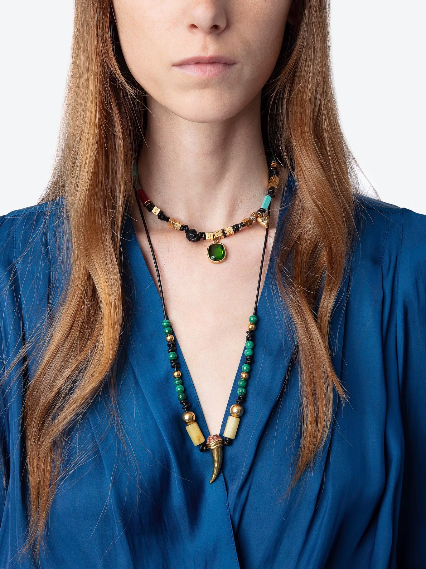 Robe courte droite col V en fibres recyclées mélangées ZADIG&VOLTAIRE Bleu