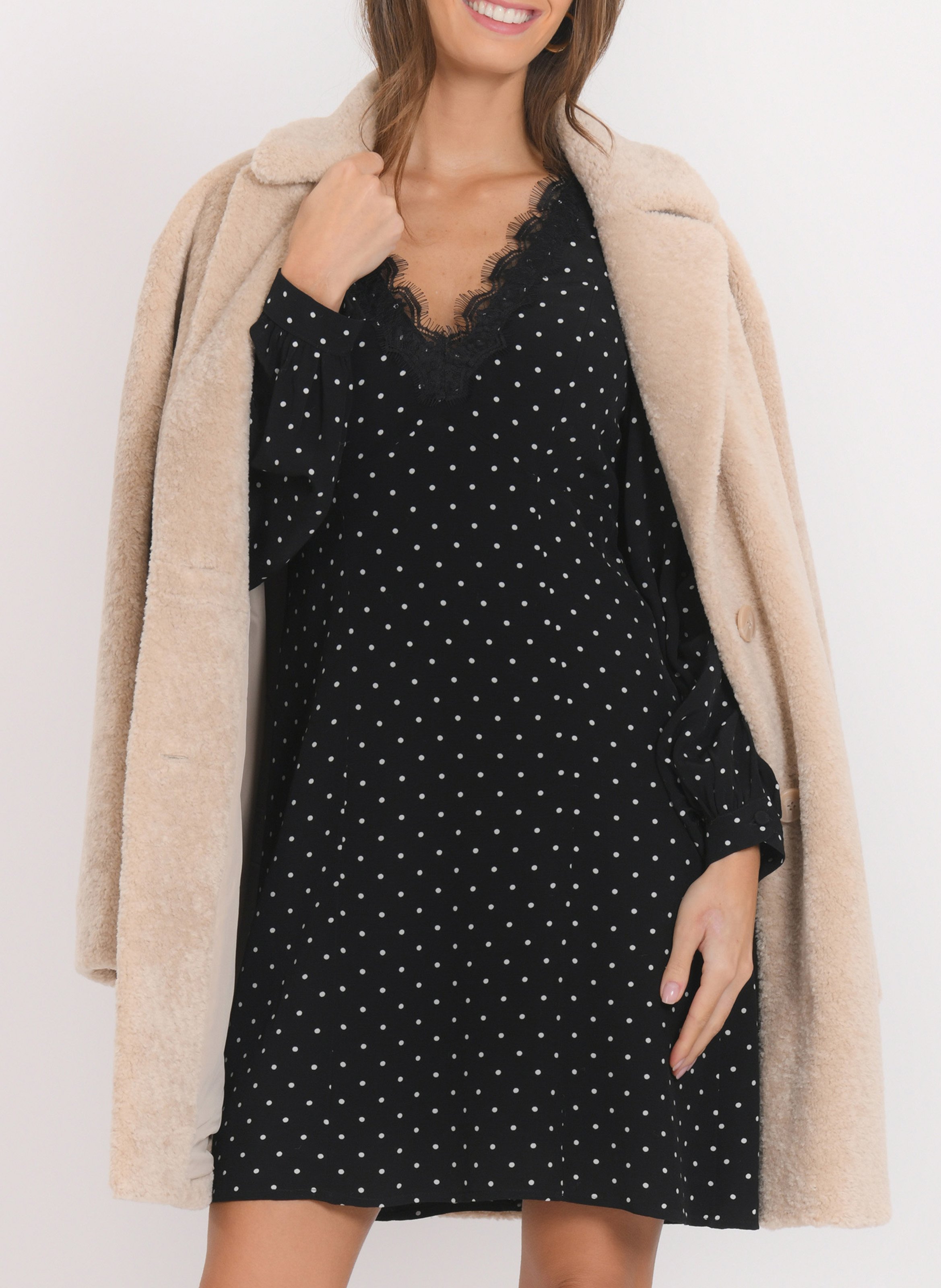 Manteau droit col tailleur KOOKAI Marron