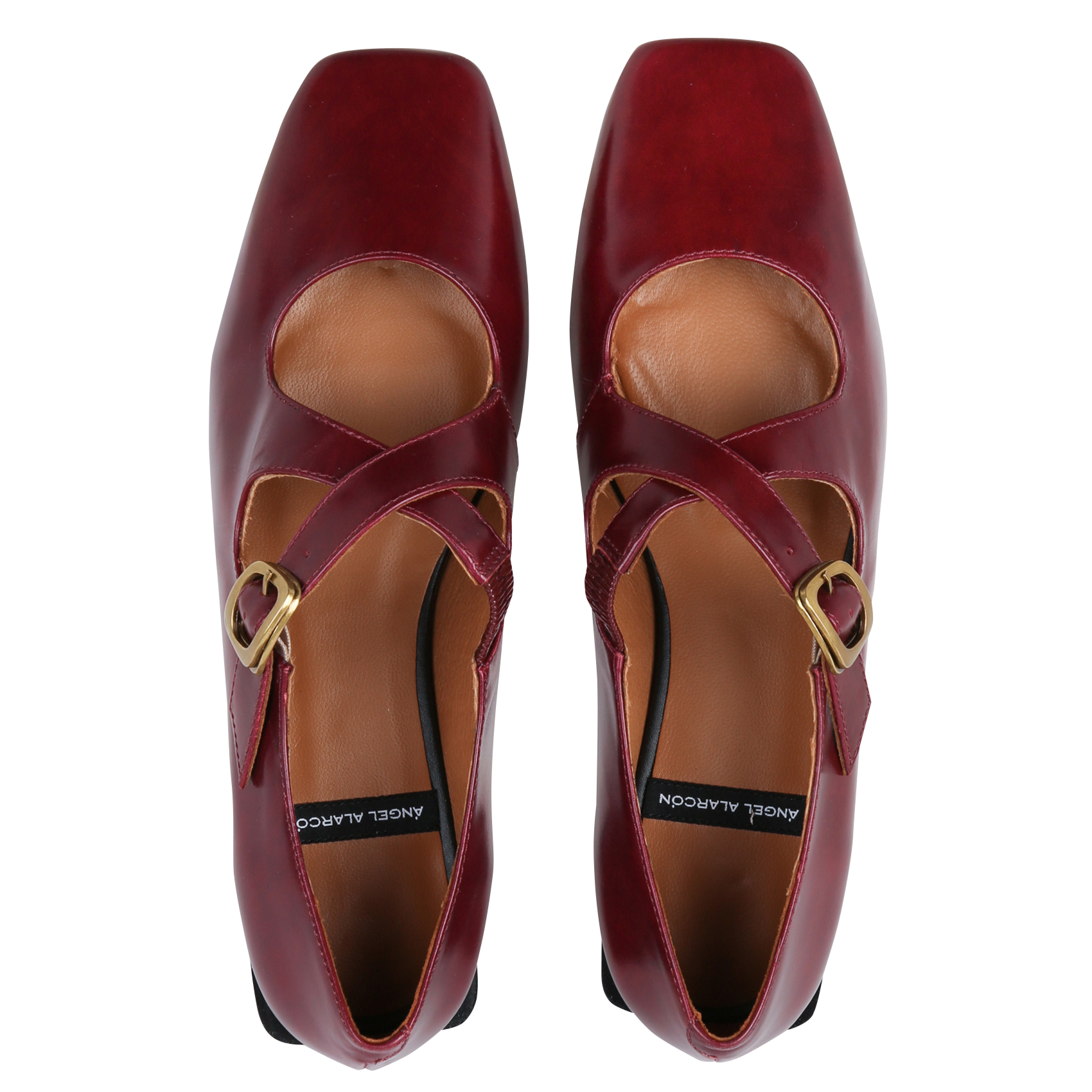 Ballerines à brides en cuir texturé brillant ANGEL ALARCON Rouge