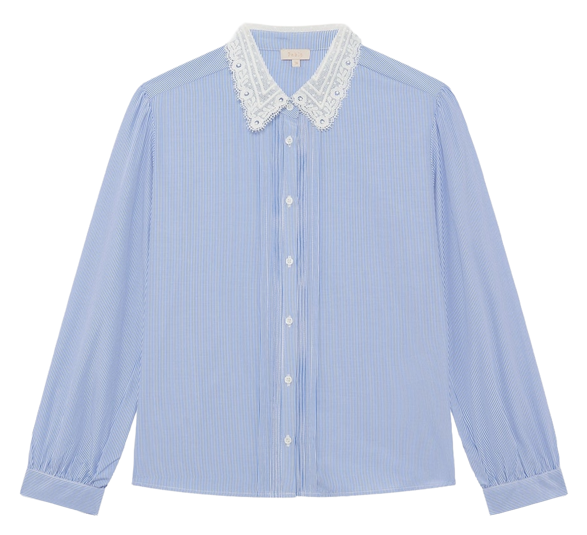 Striped cotton shirt with lace collar PABLO Blue