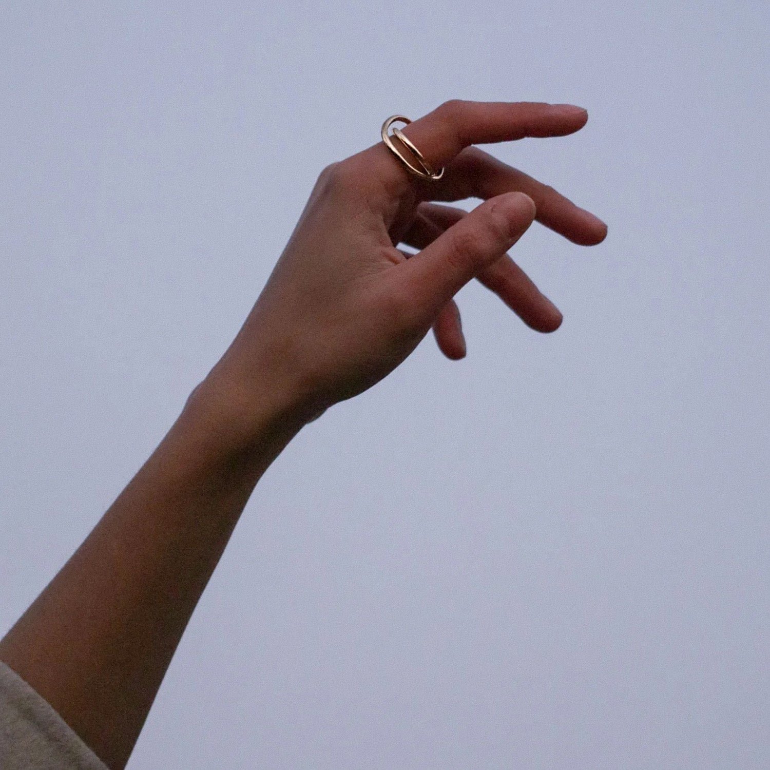 Ring with two hoops, recycled silver MAYRENA Golden