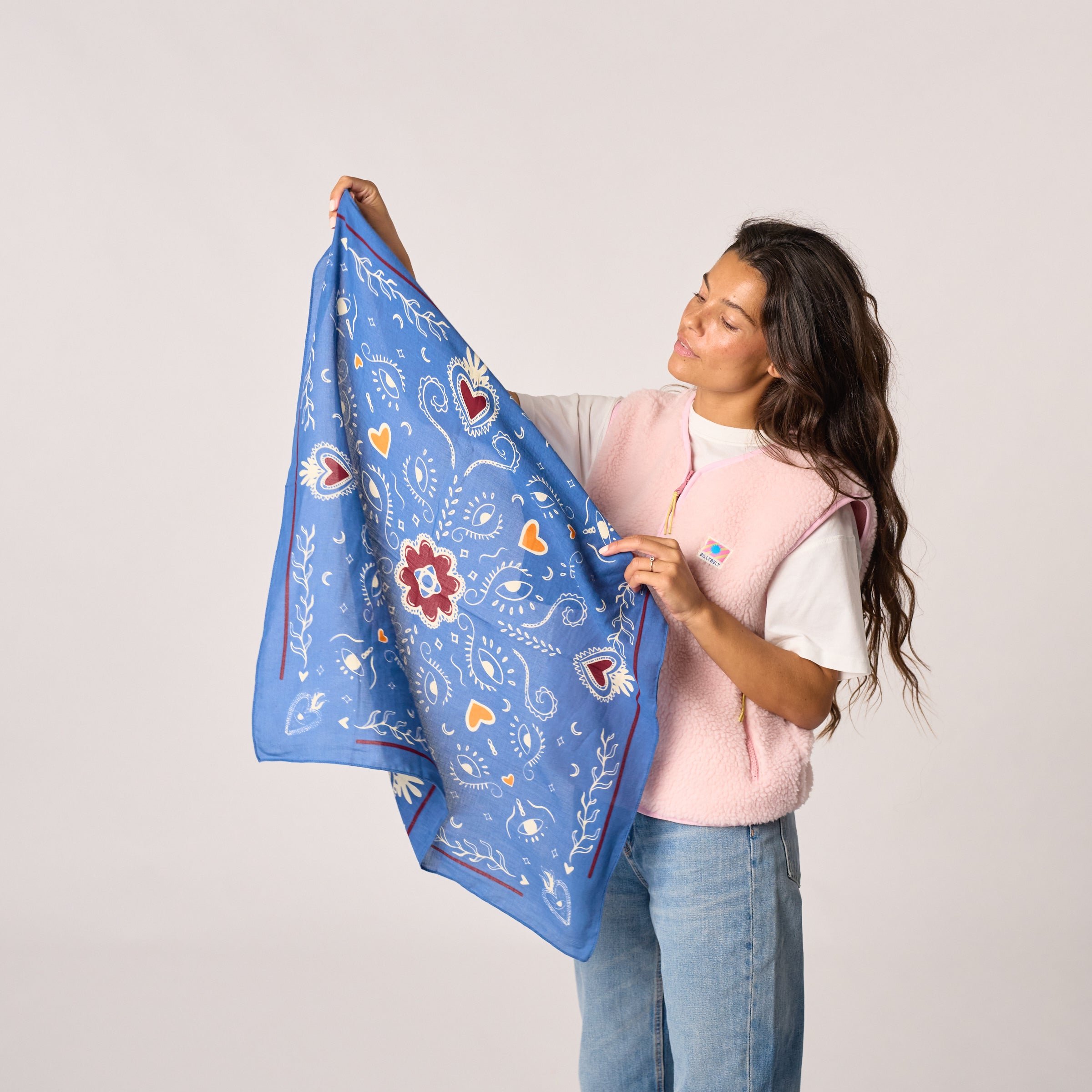 Small organic cotton scarf Lise BILLYBELT Blue