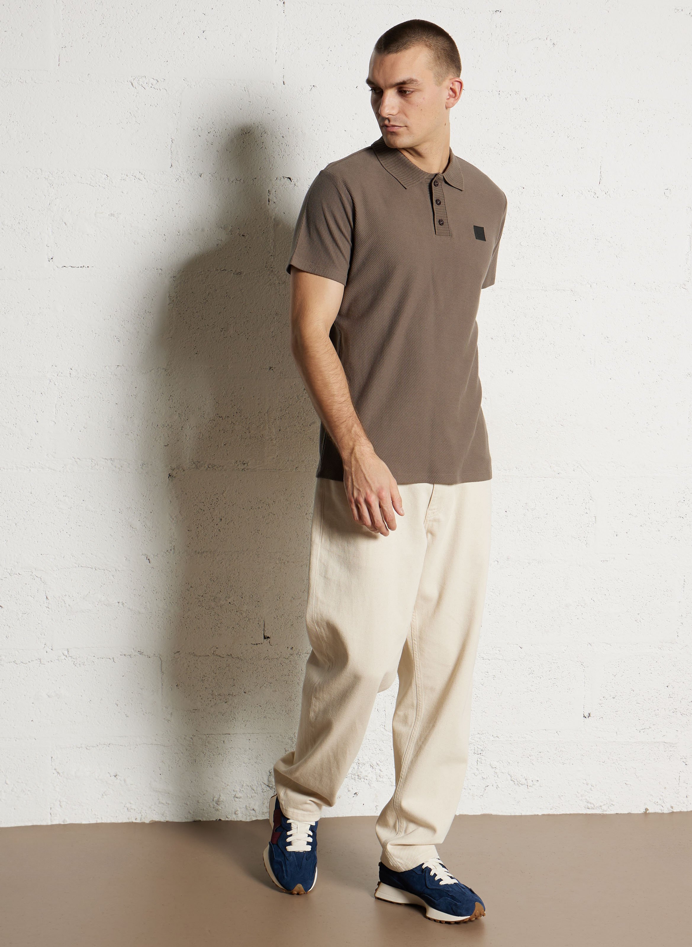 Short-sleeved solid color cotton polo LE TEMPS DES CERISES Grey