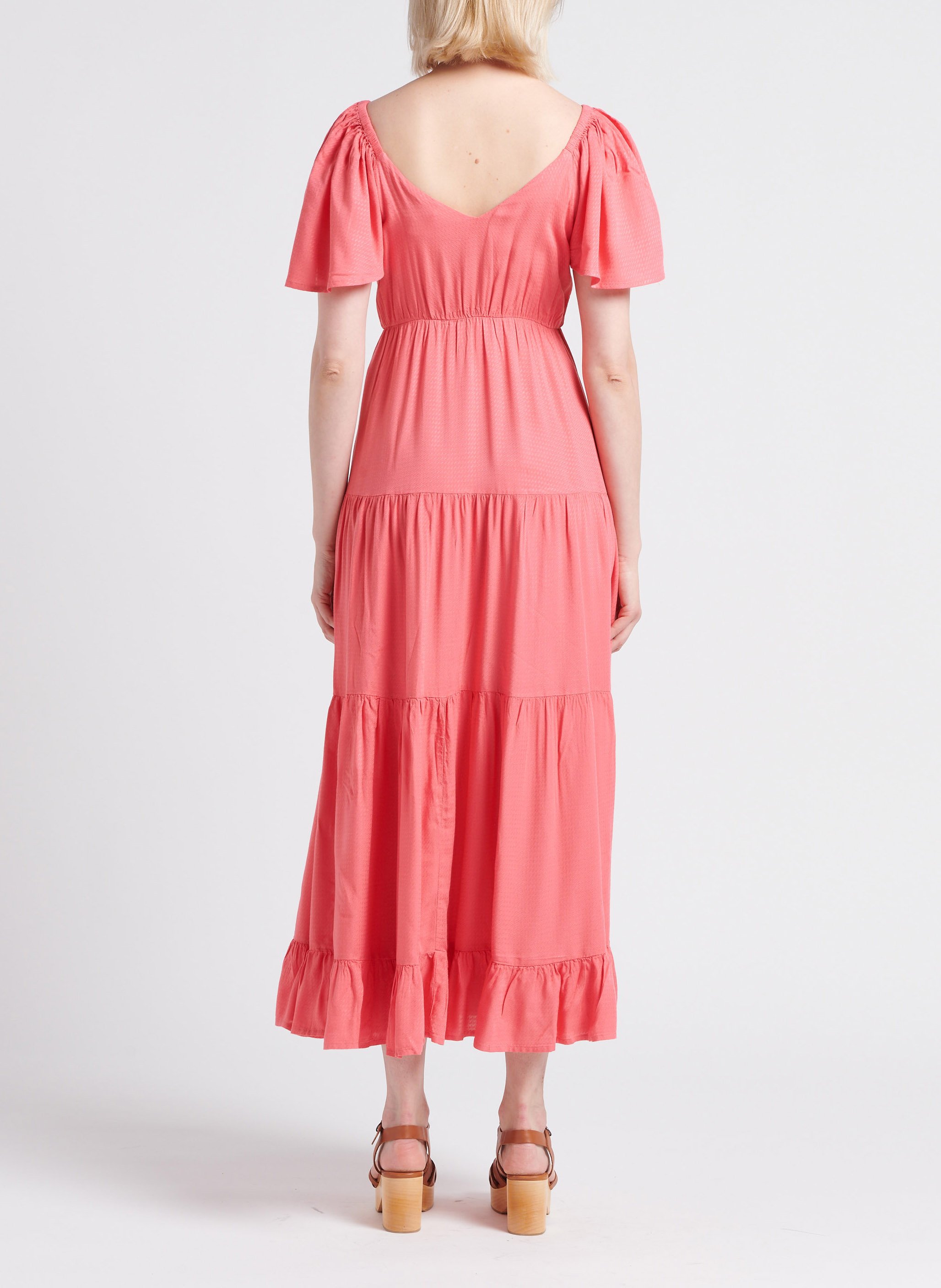 Lange jurk met V-hals YAS Roze