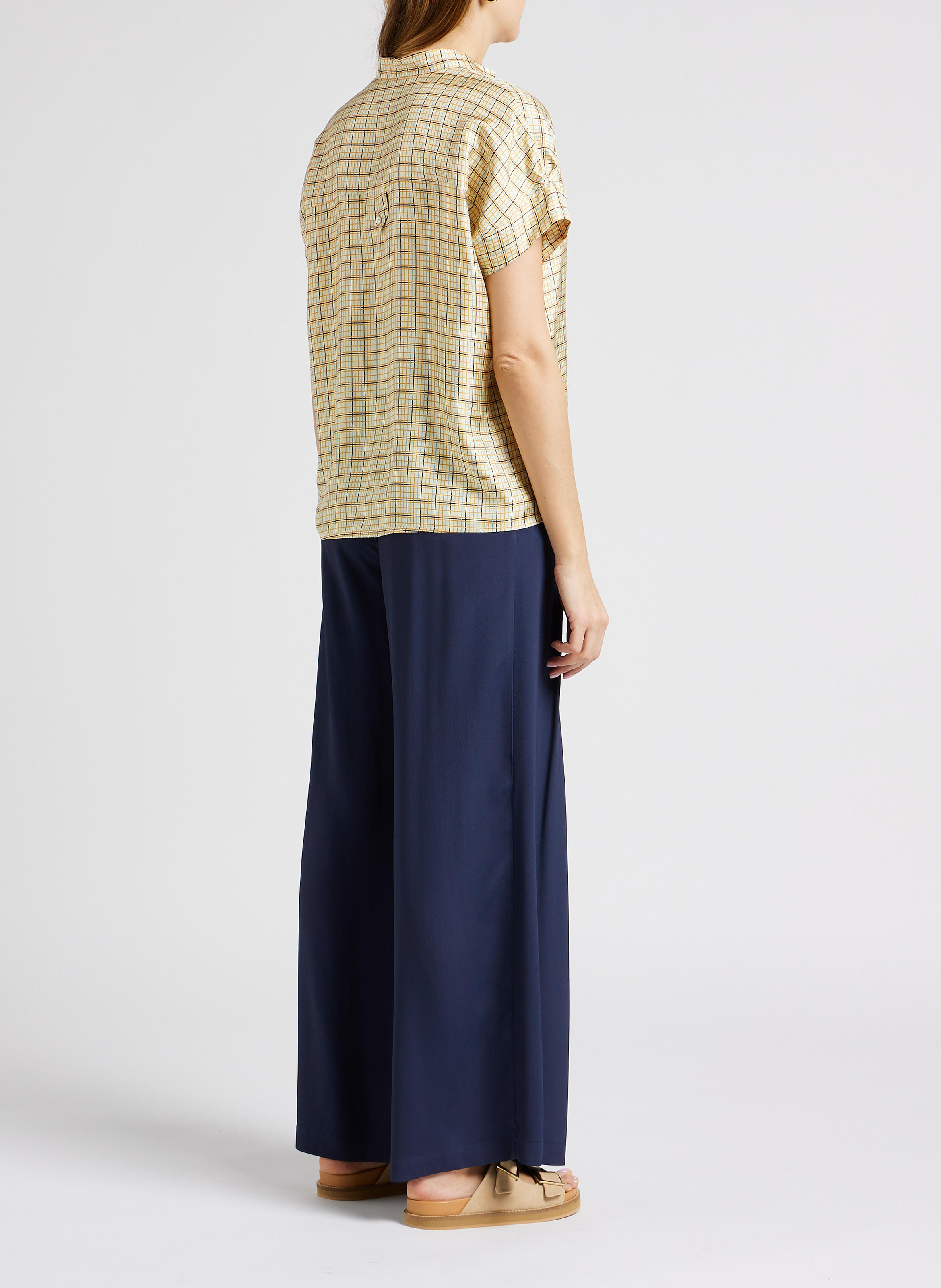 Zijden overhemd met print en maokraag MOMONI Geel