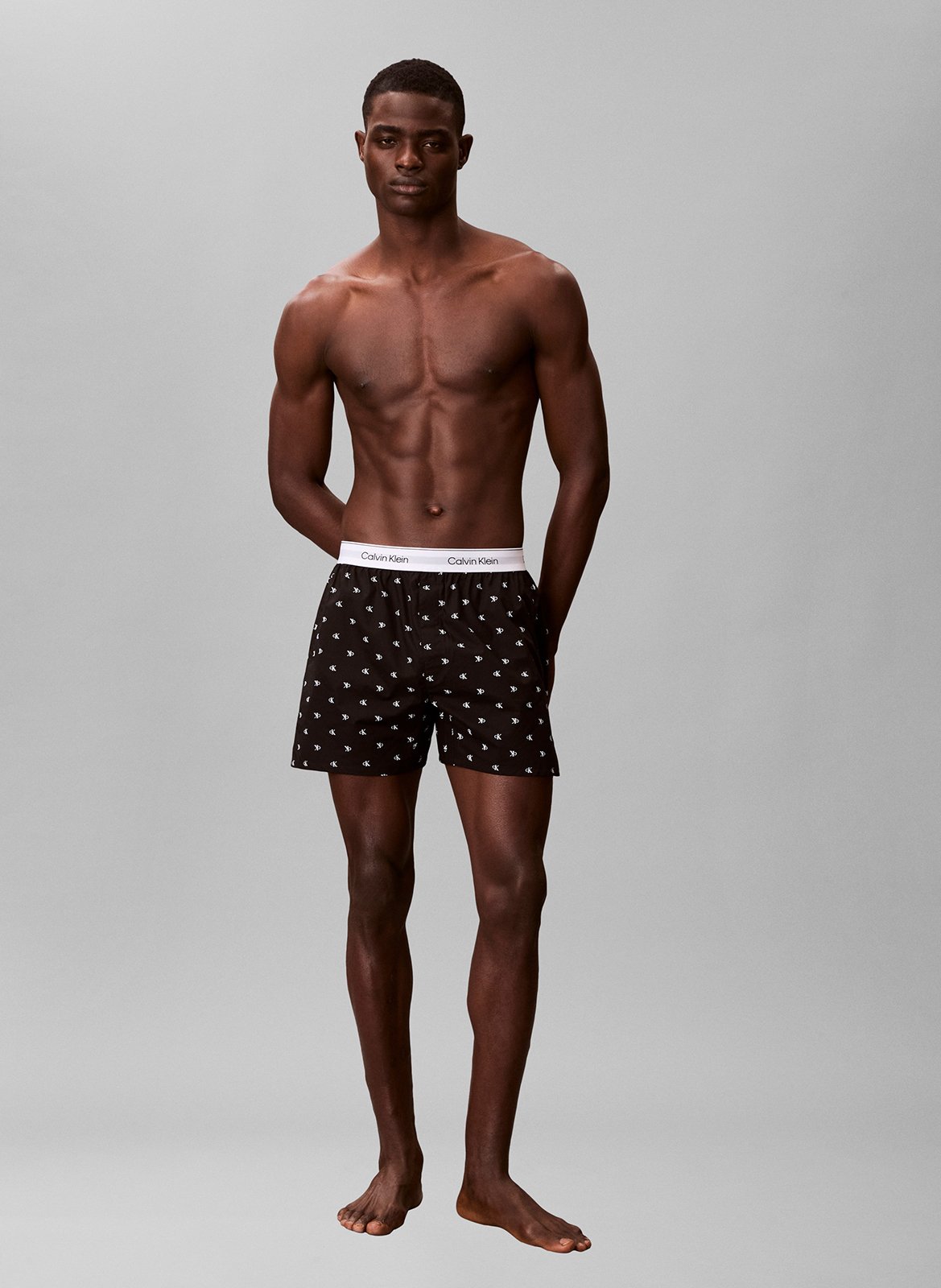 Loose elastic waistband boxer shorts with monograms CALVIN KLEIN UNDERWEAR Black