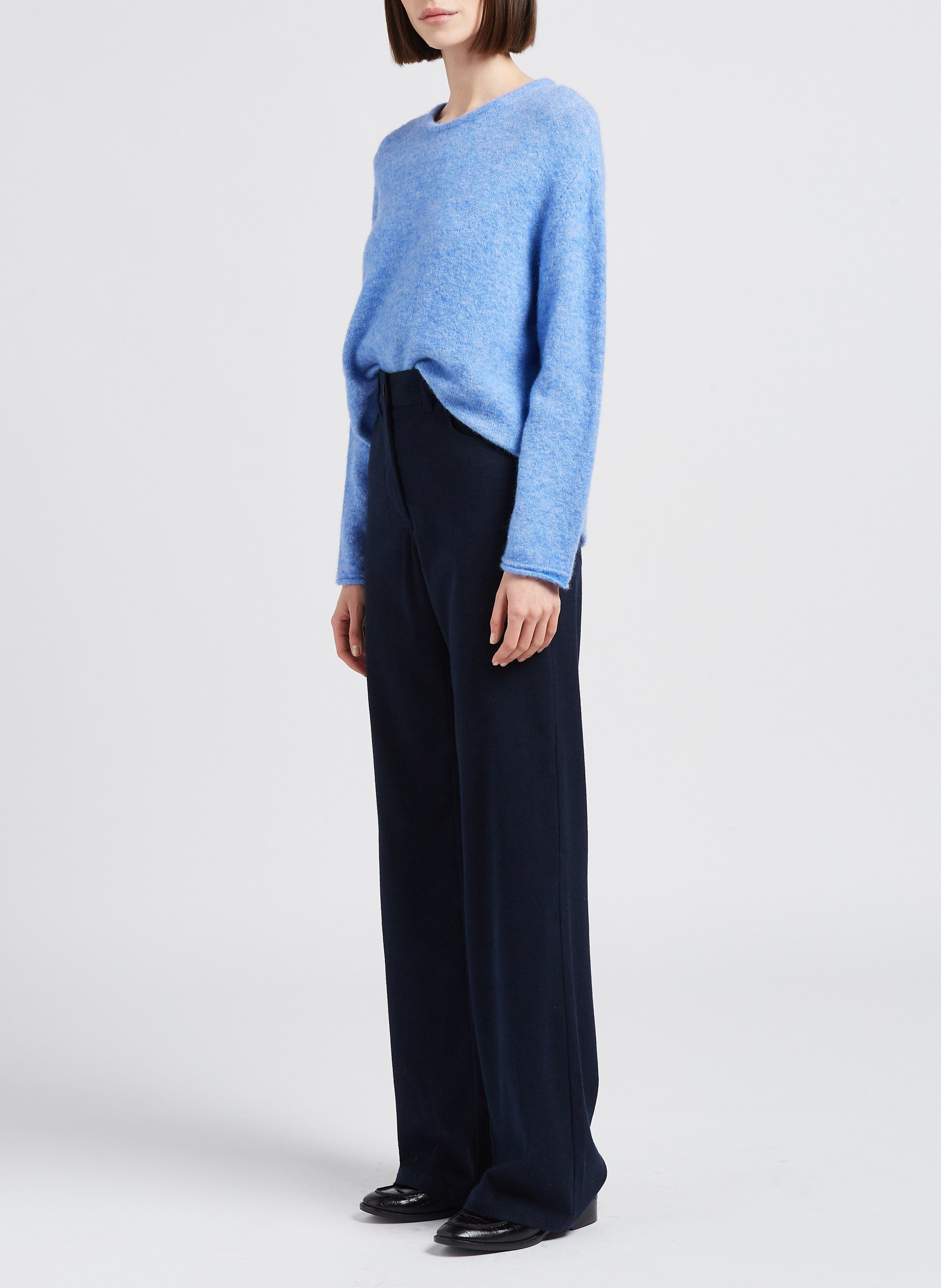 Wide-leg wool-blend pants MOMONI Blue