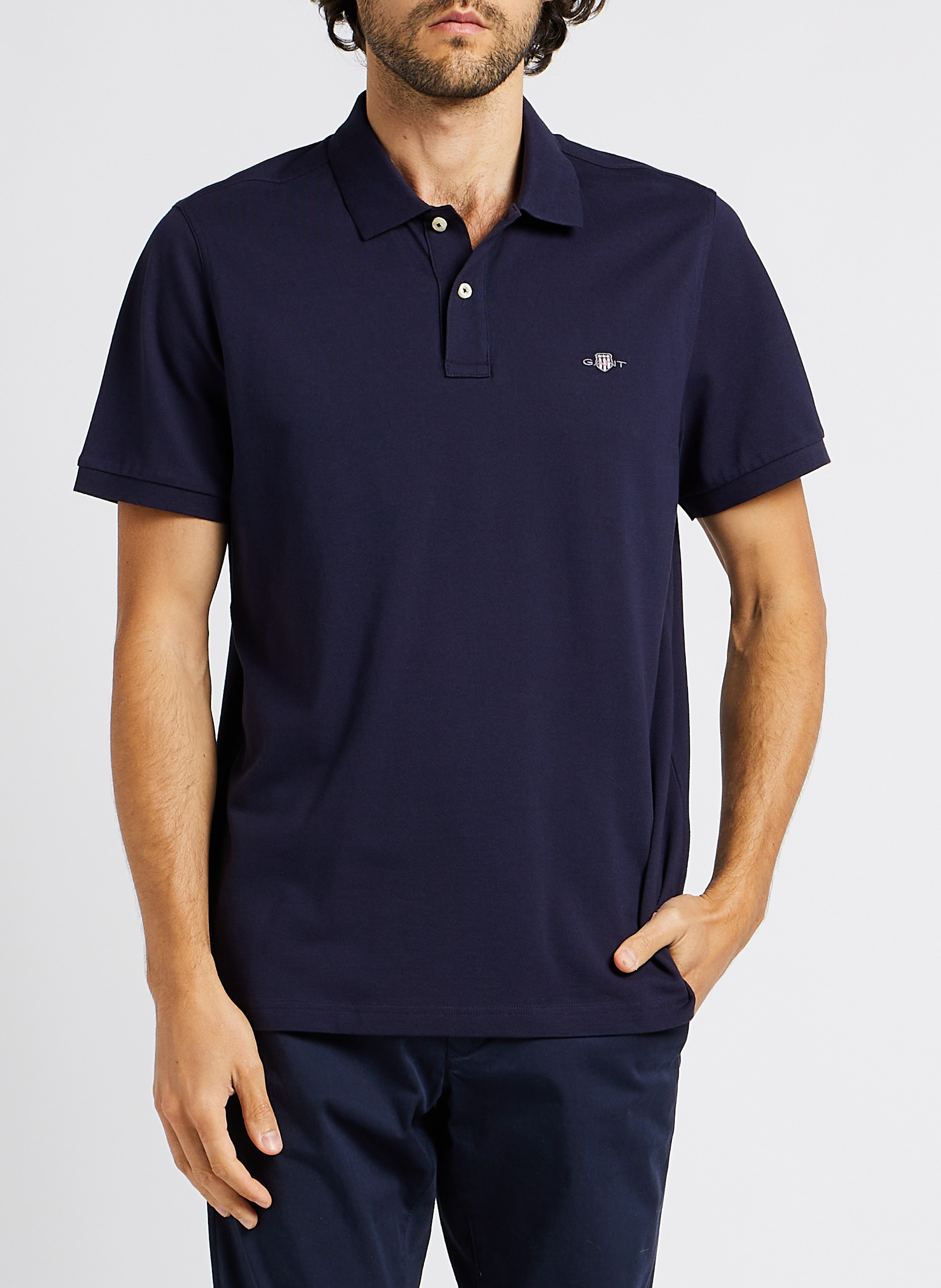 Straight cotton polo shirt with classic collar GANT