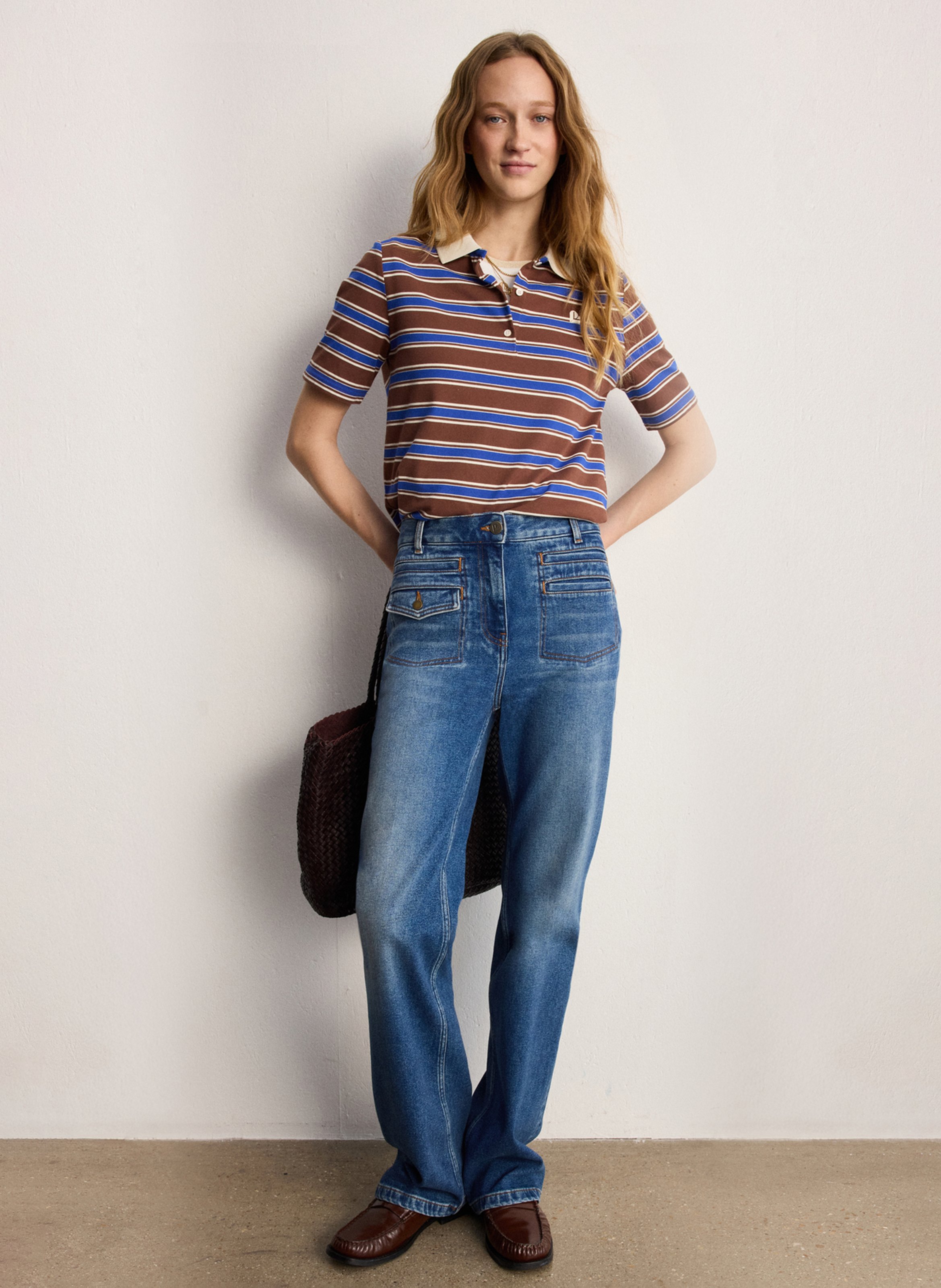 Flared cotton-blend jeans PABLO Blue