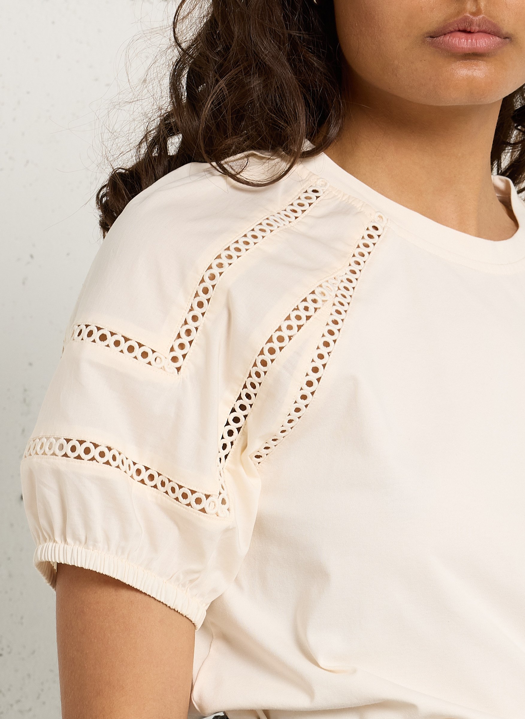 Cotton-blend straight-cut top MAISON 123 Beige