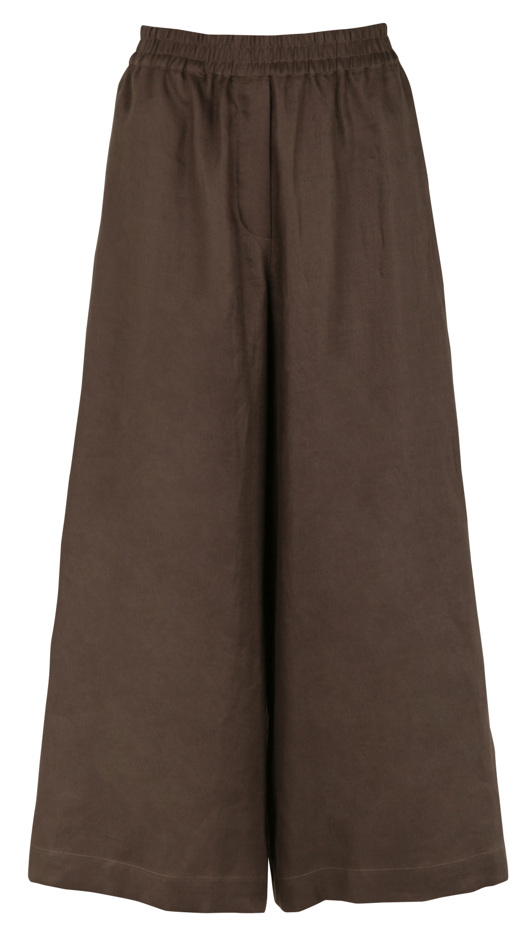 Pantalon large élastiqué uni en lin MAX MARA WEEK END Marron