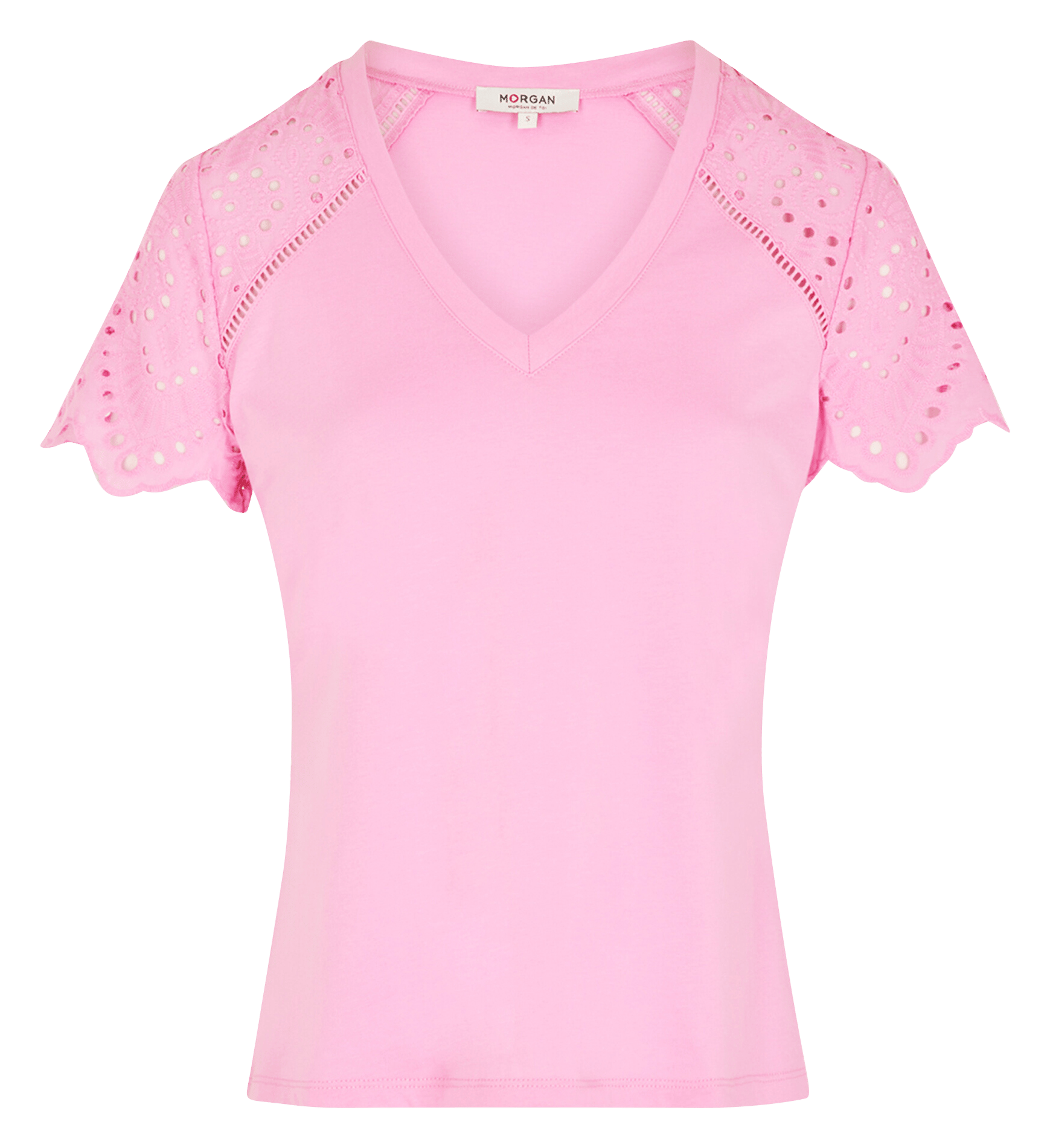 Tee-shirt col v en coton MORGAN Rose