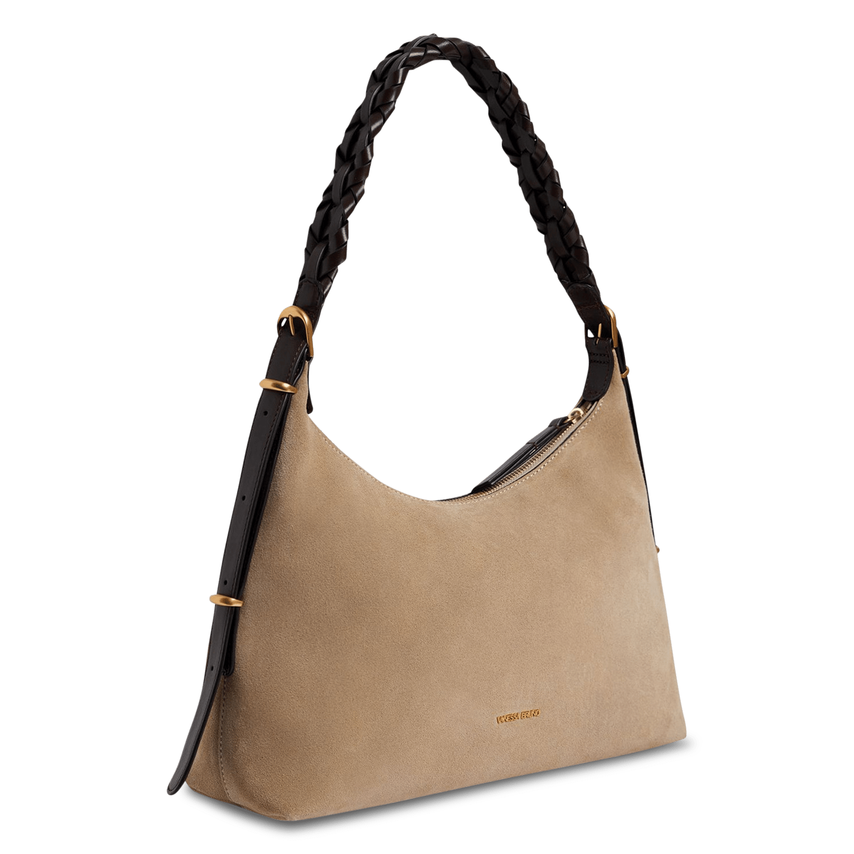 Buideltas van getextureerd leer met veters VANESSA BRUNO Beige