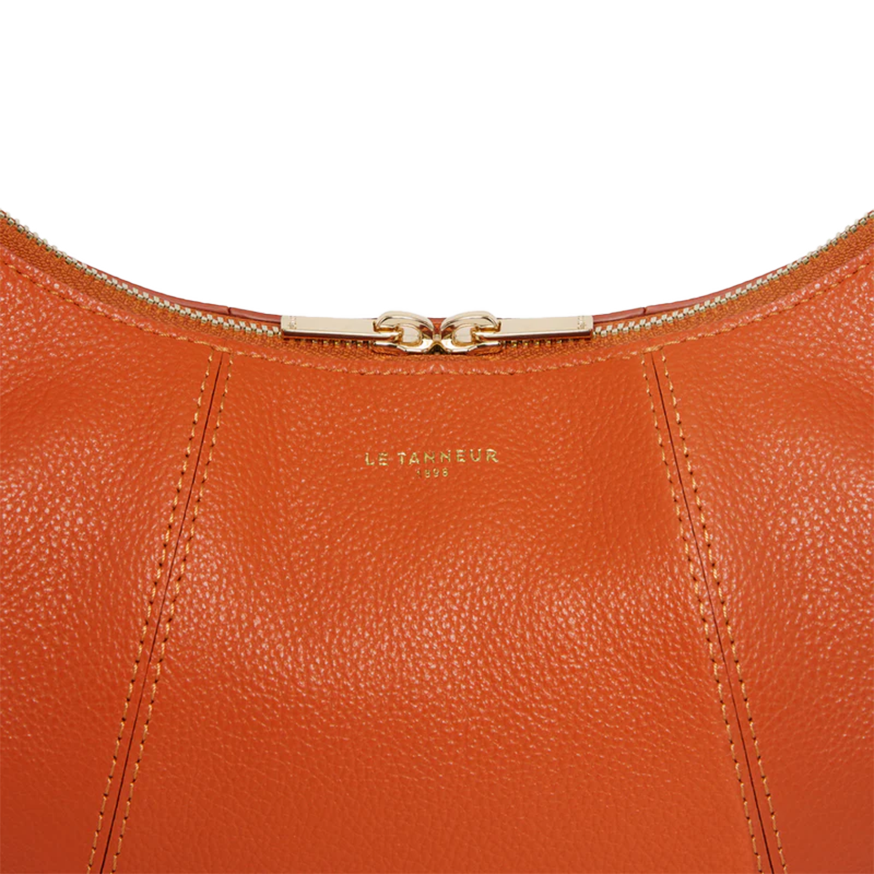 Kleine hobo tas met rits in korrelig leer LE TANNEUR Oranje