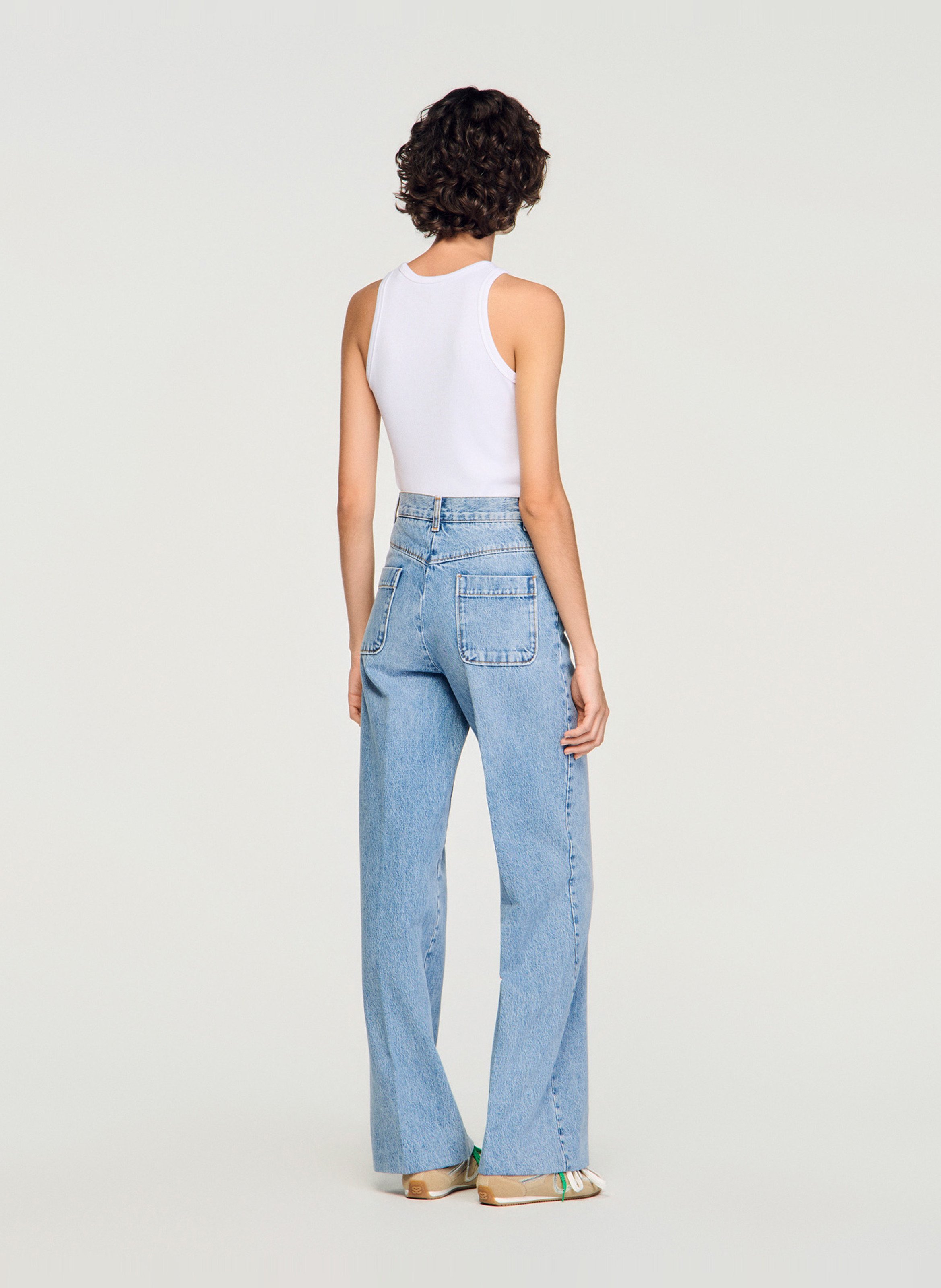 Rechte, katoenen jeans met verwassen effect SANDRO Blauw