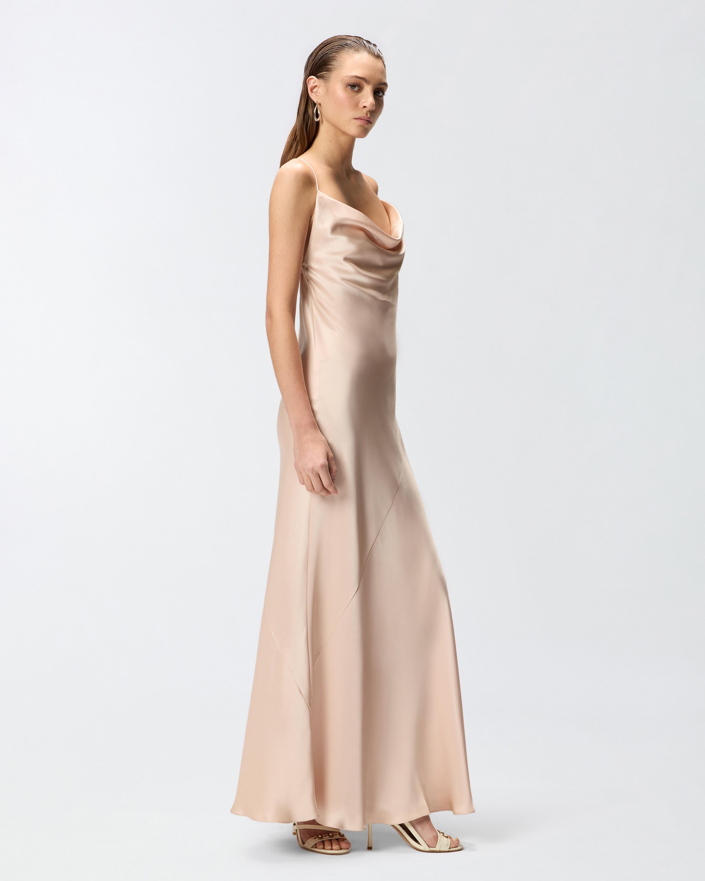 Robe combinette longue en satin PINKO Rose