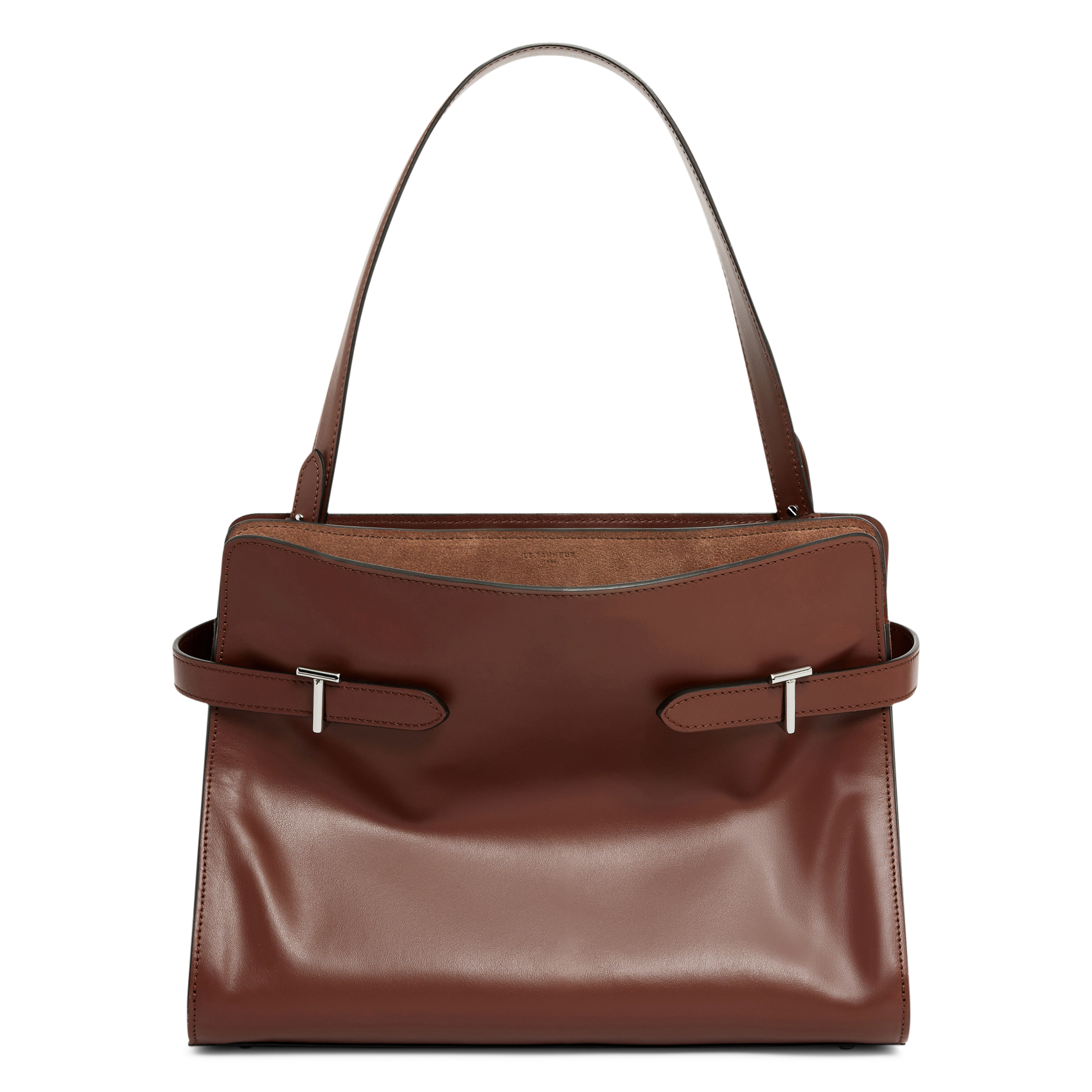 Buideltas van getextureerd leer met veters LE TANNEUR