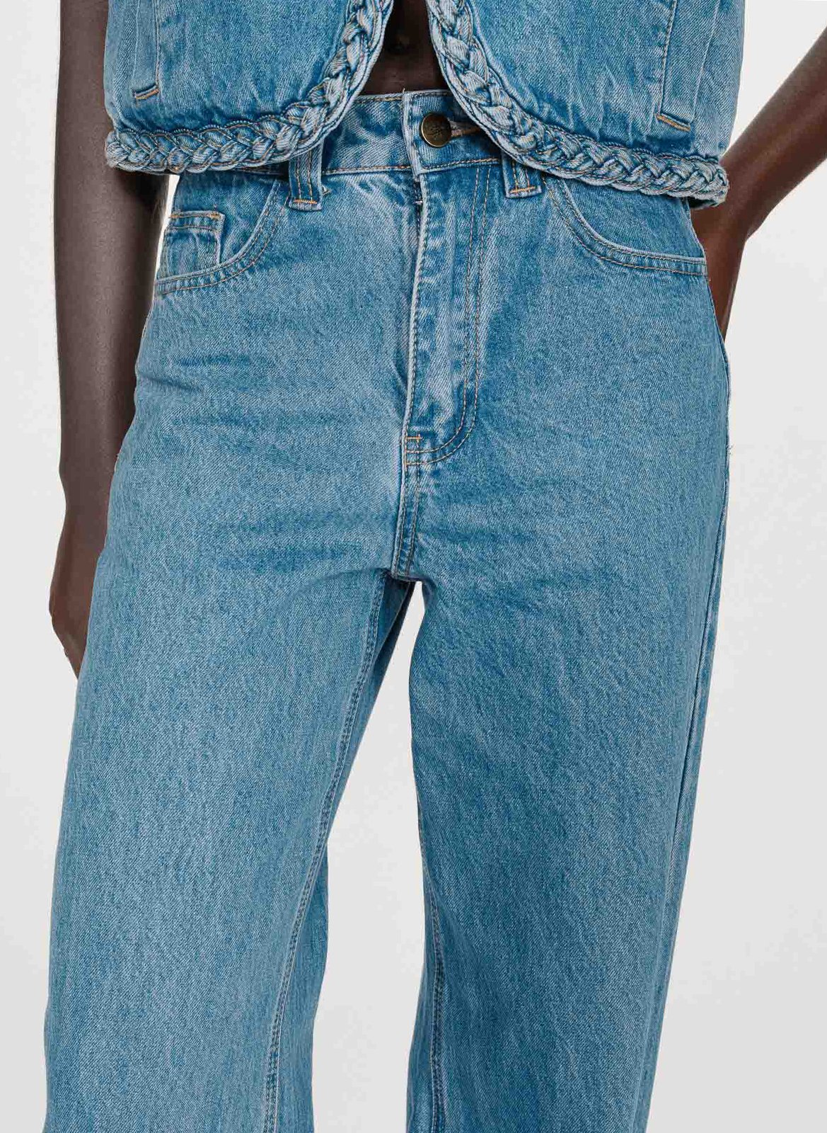 Jean ample taille haute en denim GRACE ET MILA Bleu