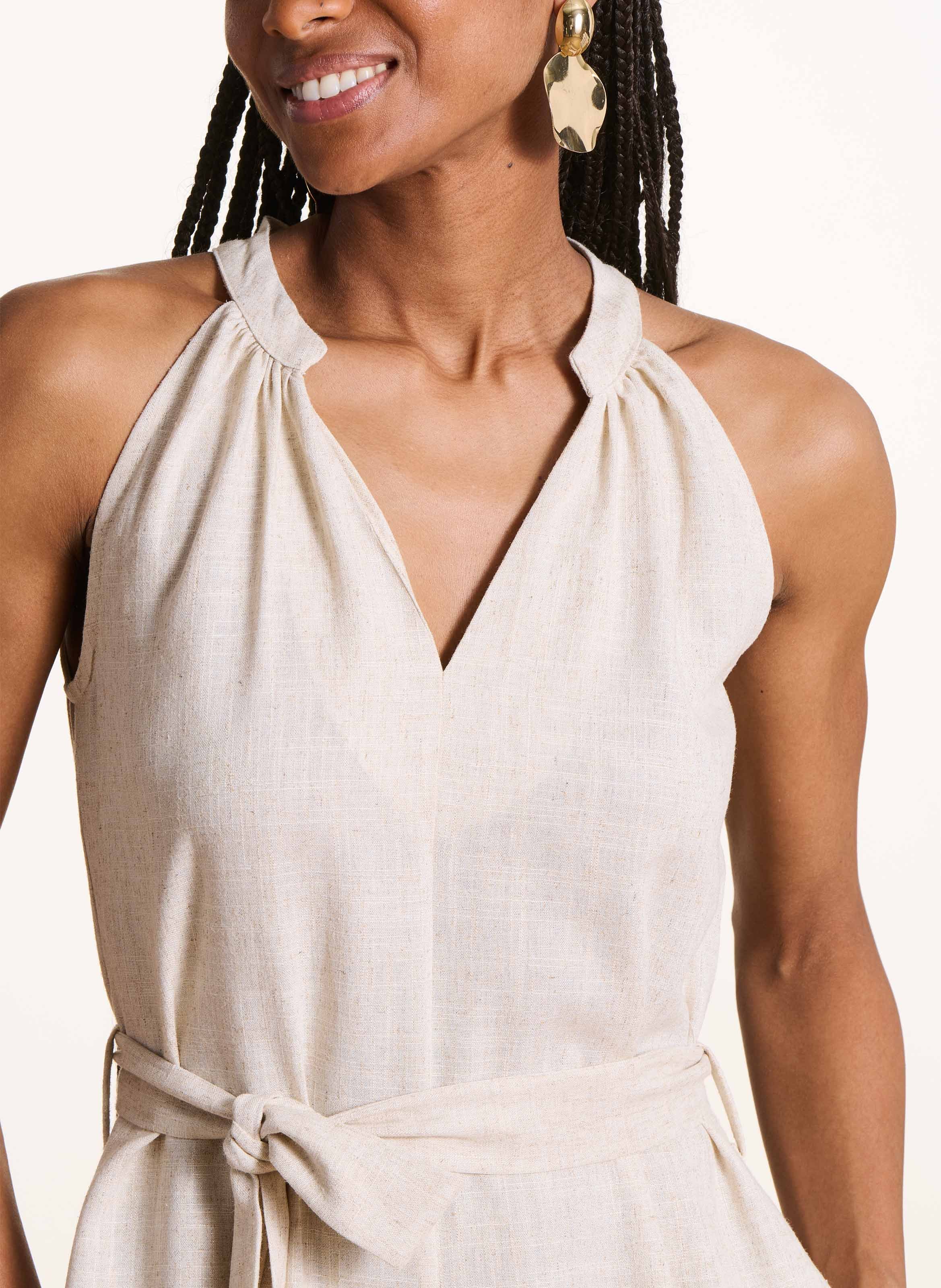 Weiter, ärmelloser Jumpsuit LA FEE MARABOUTEE Beige